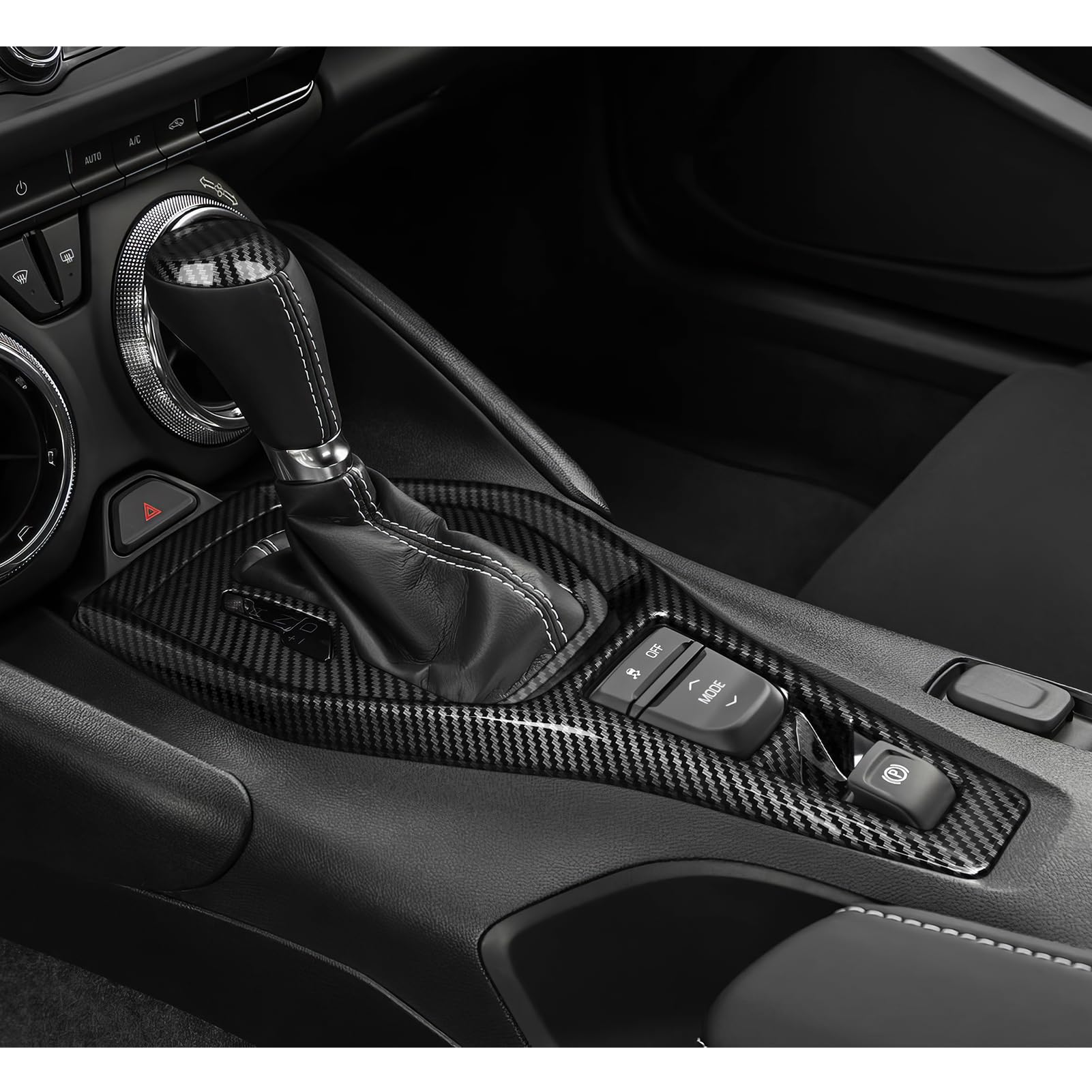 Youtaiche Car Gear Shift Knob Sticker ABS Carbon Fiber Decal Interior Trim Cover for Chevrolet Camaro 2016 2017 2018 2019 2020 2