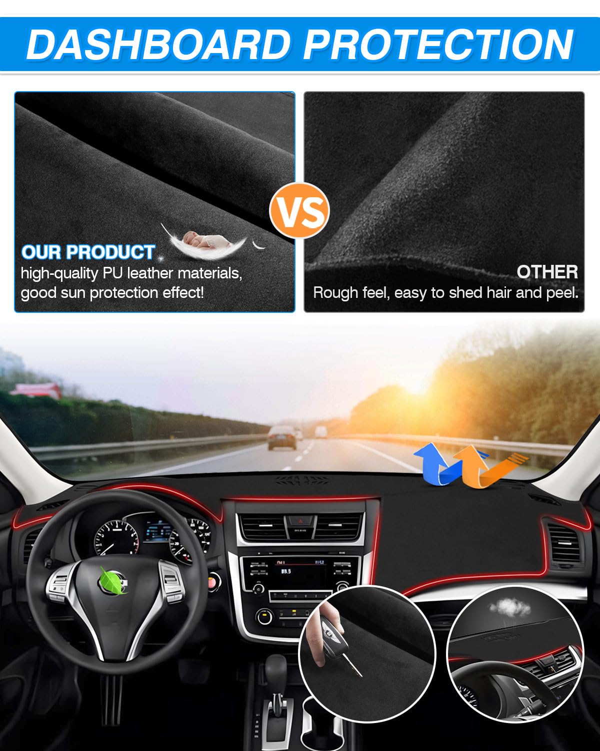 Cartist Dash Cover Custom Fit For Nissan Altima 2013-2018,Nissan Altima Accessories Dashboard Cover Mat Non-Slip Pad Carpet Anti