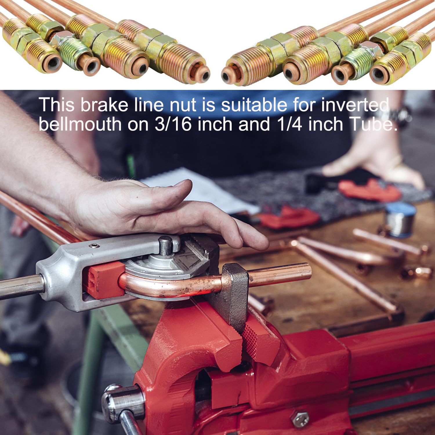 Tnisesm 35 Pcs Threads Brake Line Fittings Assortment Kits For 3/16''(19 Fittings) And 1/4'' (16 Fittings) Inverted Flares Brake