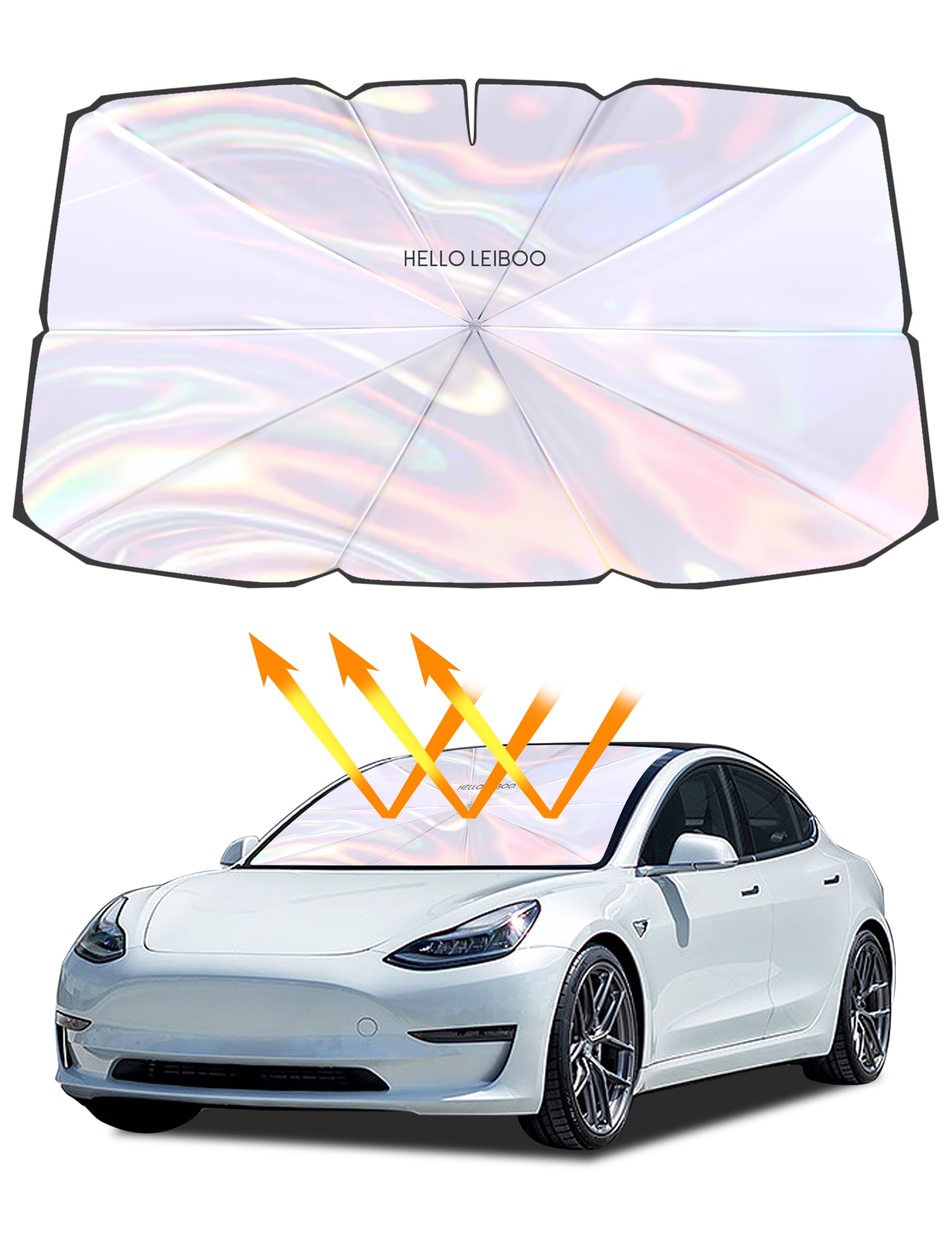 Helloleiboo ??????5 ?????????????? Car Windshield Sun Shade Umbrella,Colorful 360Rotating Foldable Windshield Sun Shade Front Wi