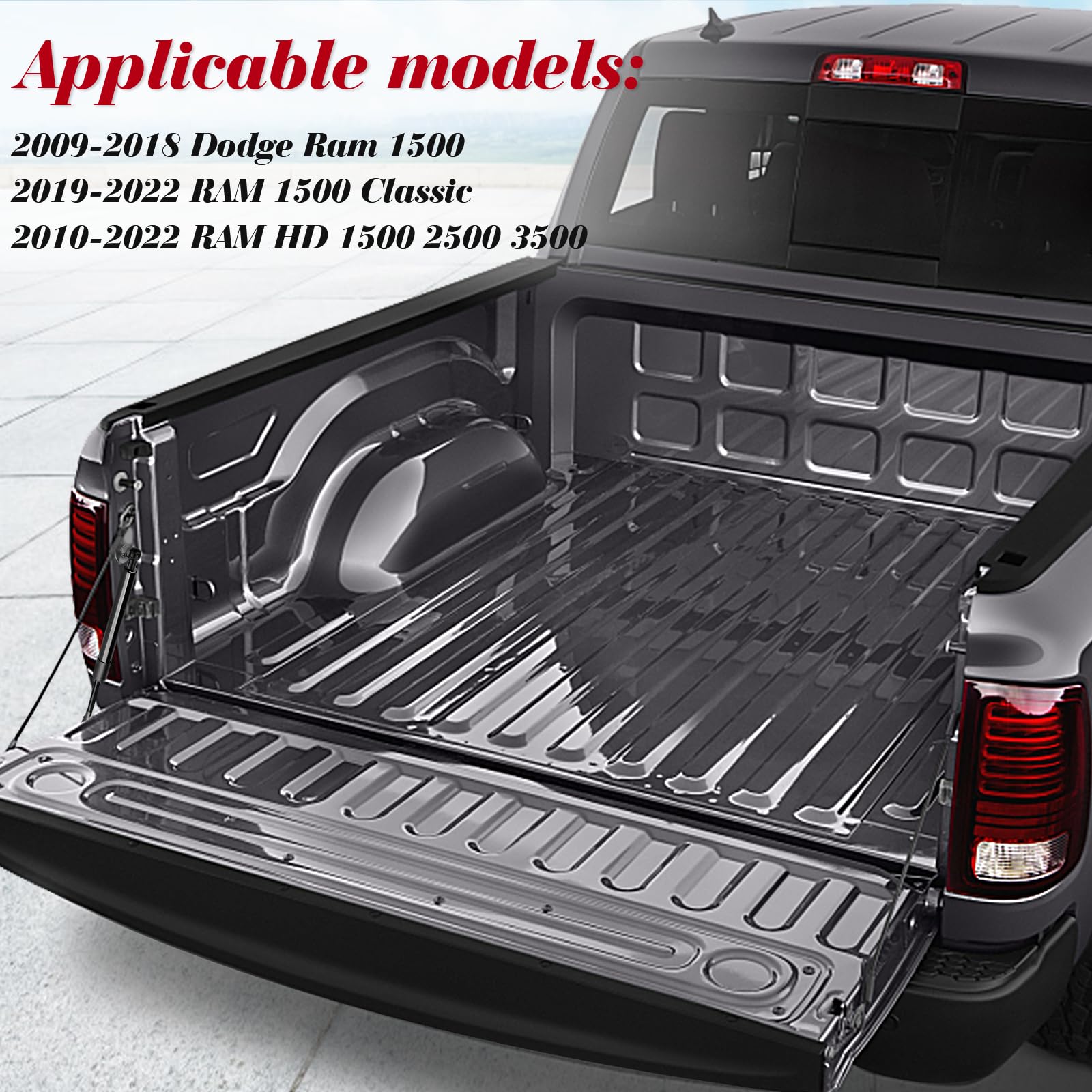 Vepagoo 43301 Tailgate Assist Shock Struts (Upgraded Joints) Damper Soft Open Fit For 2009-2018 Dodge Ram 1500, 2019-2024 Ram 15