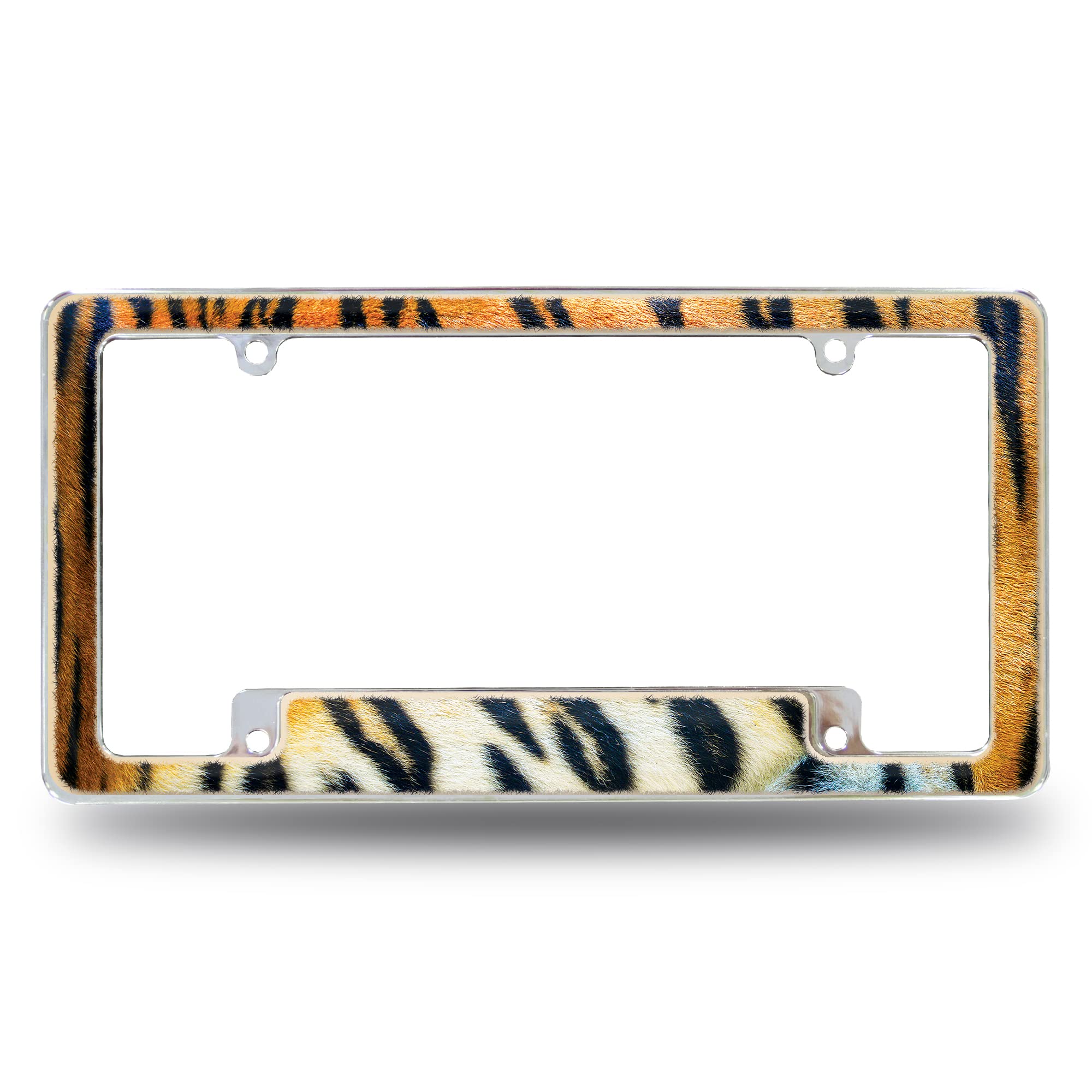 Rico Industries Tiger All Over Automotive License Plate Frame for Car/Truck/SUV (12 x 6)