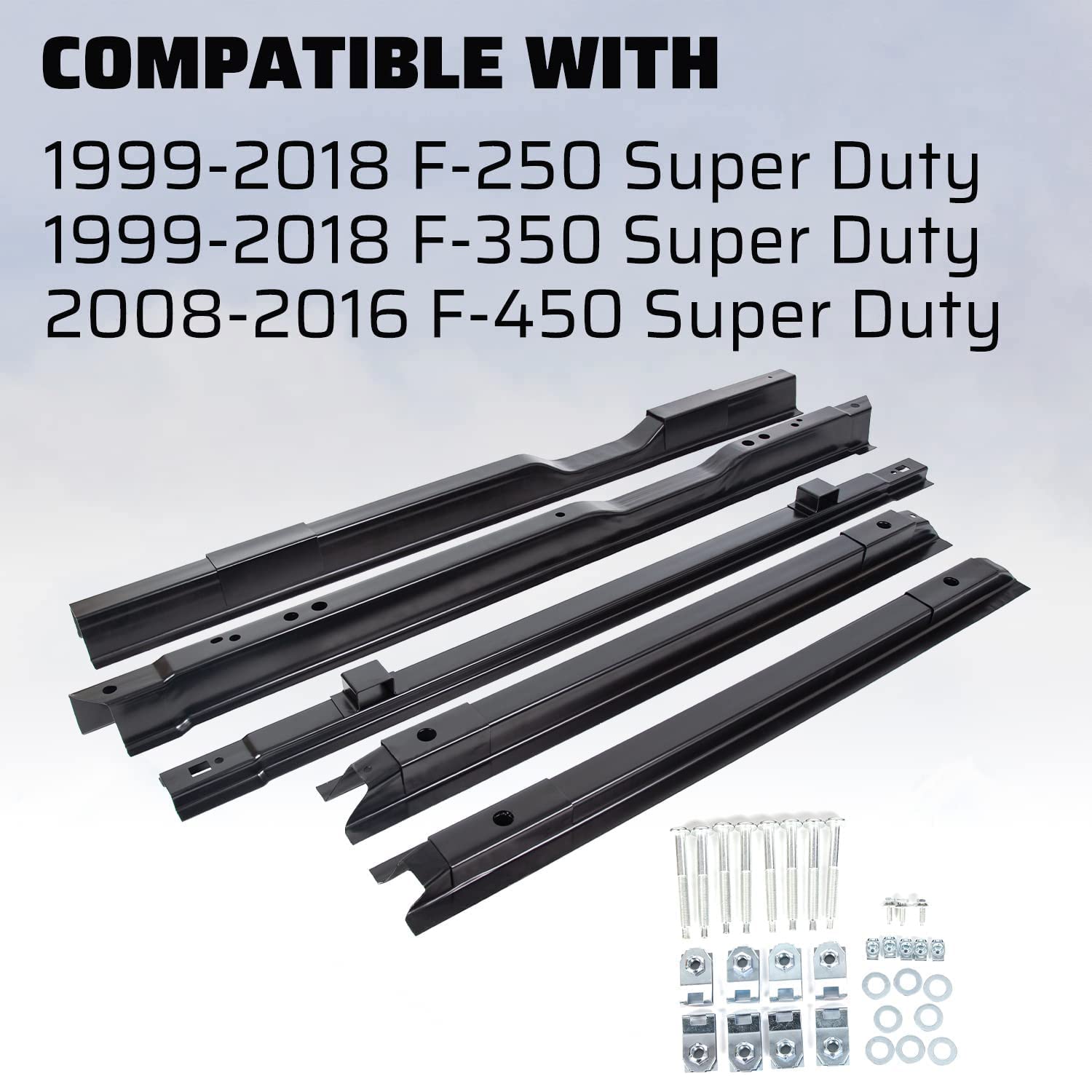 Ecotric 5 Truck Bed Rails Compatible With 1999-2018 F250 F350 F450 Bed Floor Crossmember Support Kit Steel Truck Long Cross Member Replace For Bc3Z9911215A Yc3Z9911215Ba