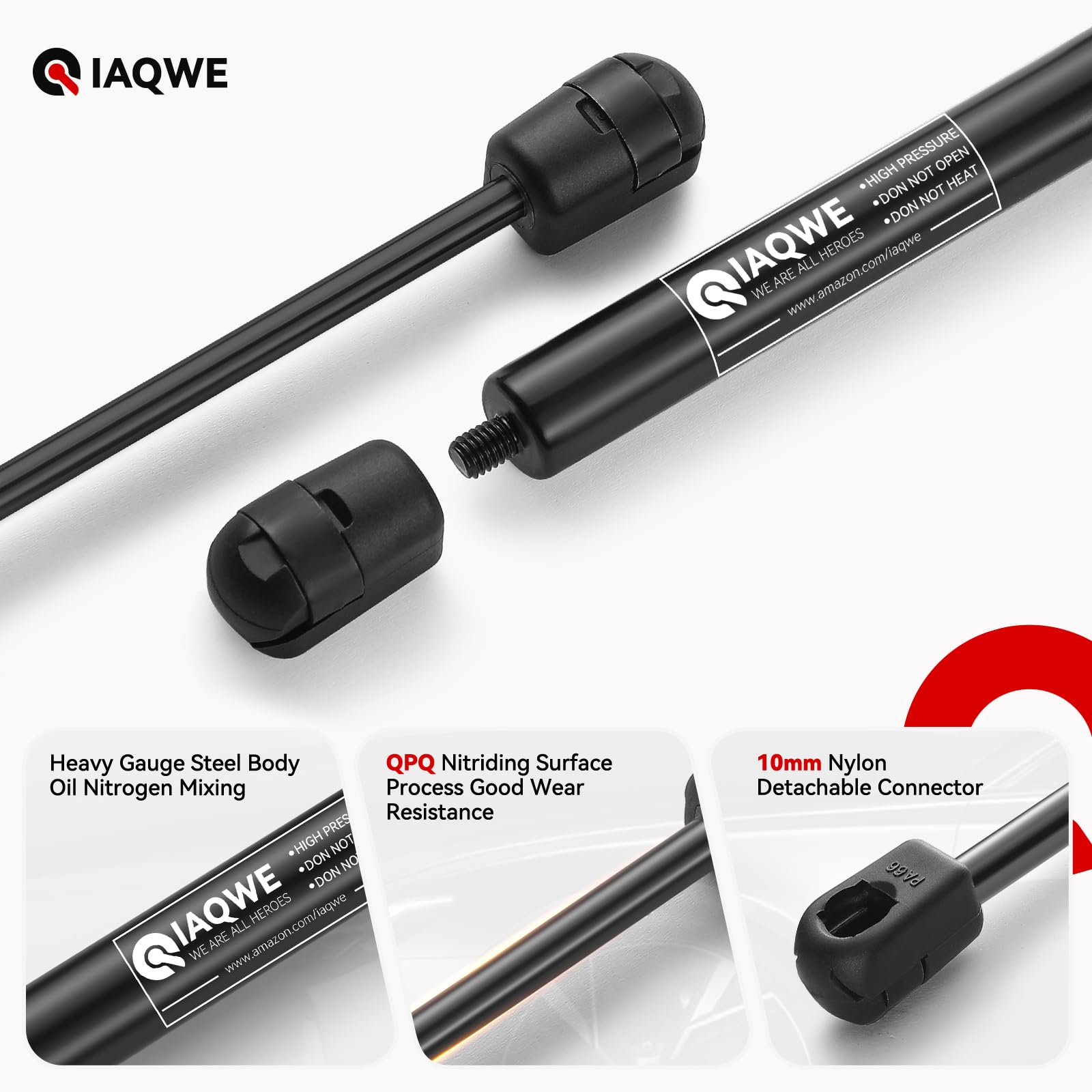 Iaqwe Sx185P60 18.5 Inch 60Lb/267N Gas Struts Spring Shocks Lift Support For Leer Are Snugtop Camper Shell Truck Topper Rear Win