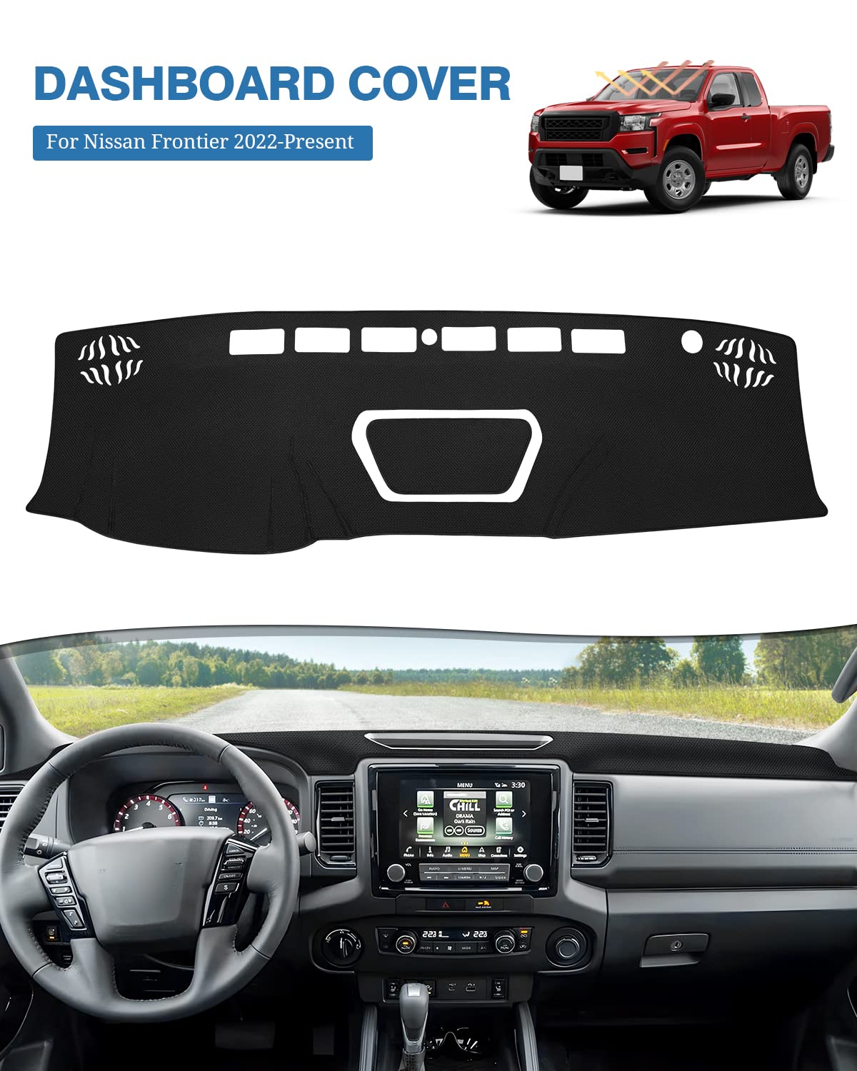 Fiilines Dash Cover Compatible With Nissan Frontier 2022 2023 2024 2025 Dashboard Mat Frontier Accessories Dashboard Cover Sunsh