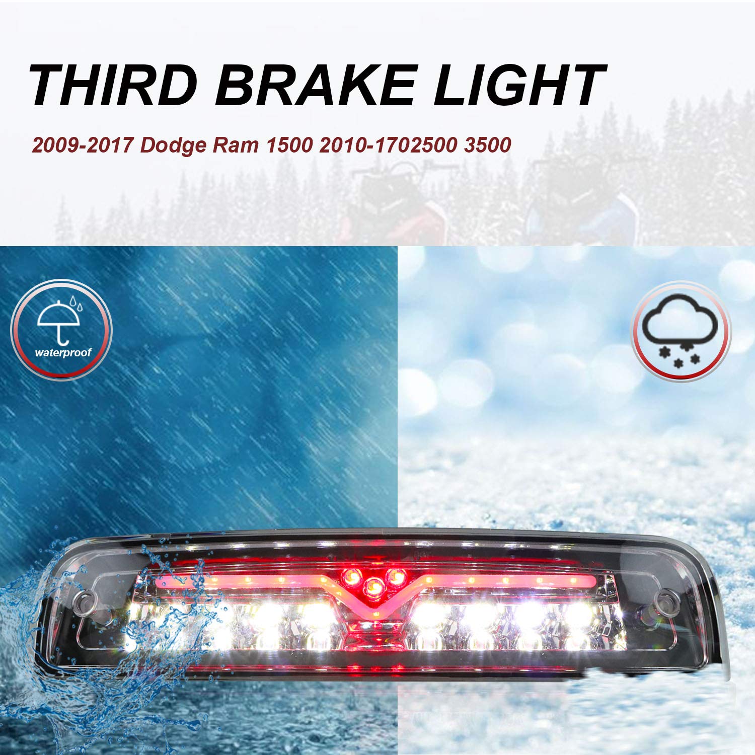 Youxmoto Led 3Rd Brake Light Third Brake Light High Mount Stop Light Rear Tail Light Fit For Dodge Ram 2009-2017 1500 2010-2017