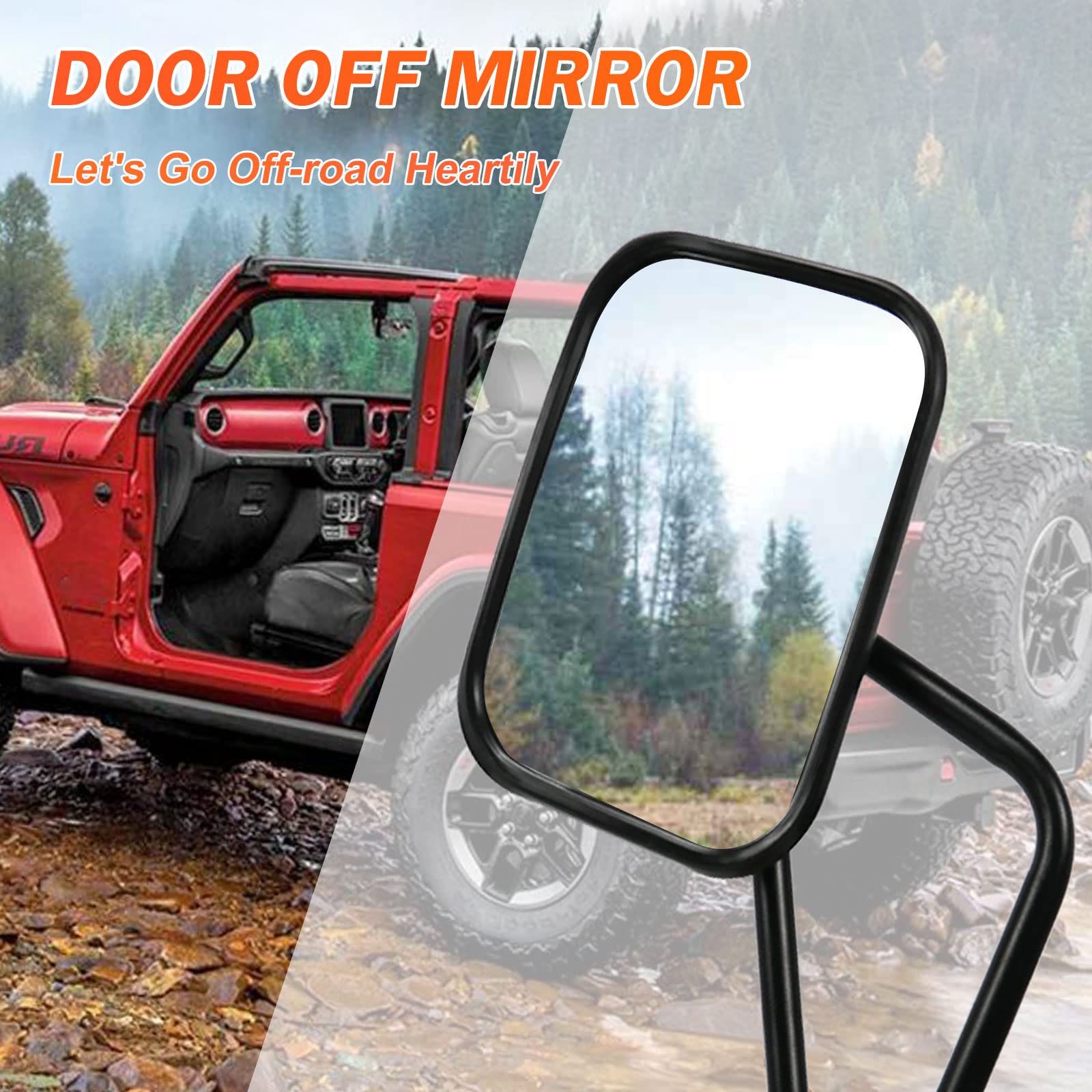 Doors Off Mirrors Compatible with Jeep Wrangler JK JL & Unlimited,Anti-shake and Wider View Mirror Door Off Easier Install Door