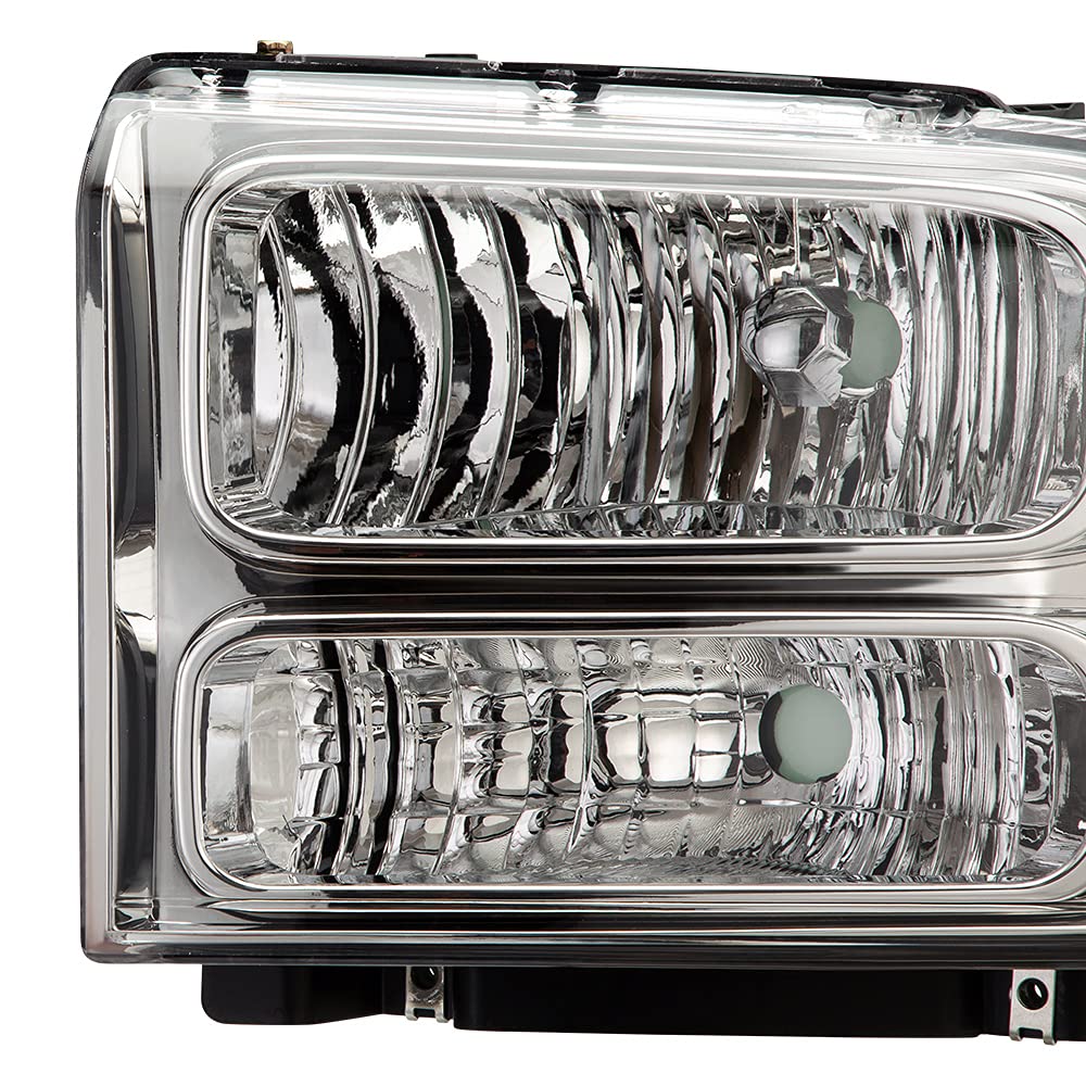 Grand Orange Headlights Assembly Compatible With 2005-2007 Ford F250 F350 F450 F550 Super Duty/Fit 2005 Ford Excursion Headlamp
