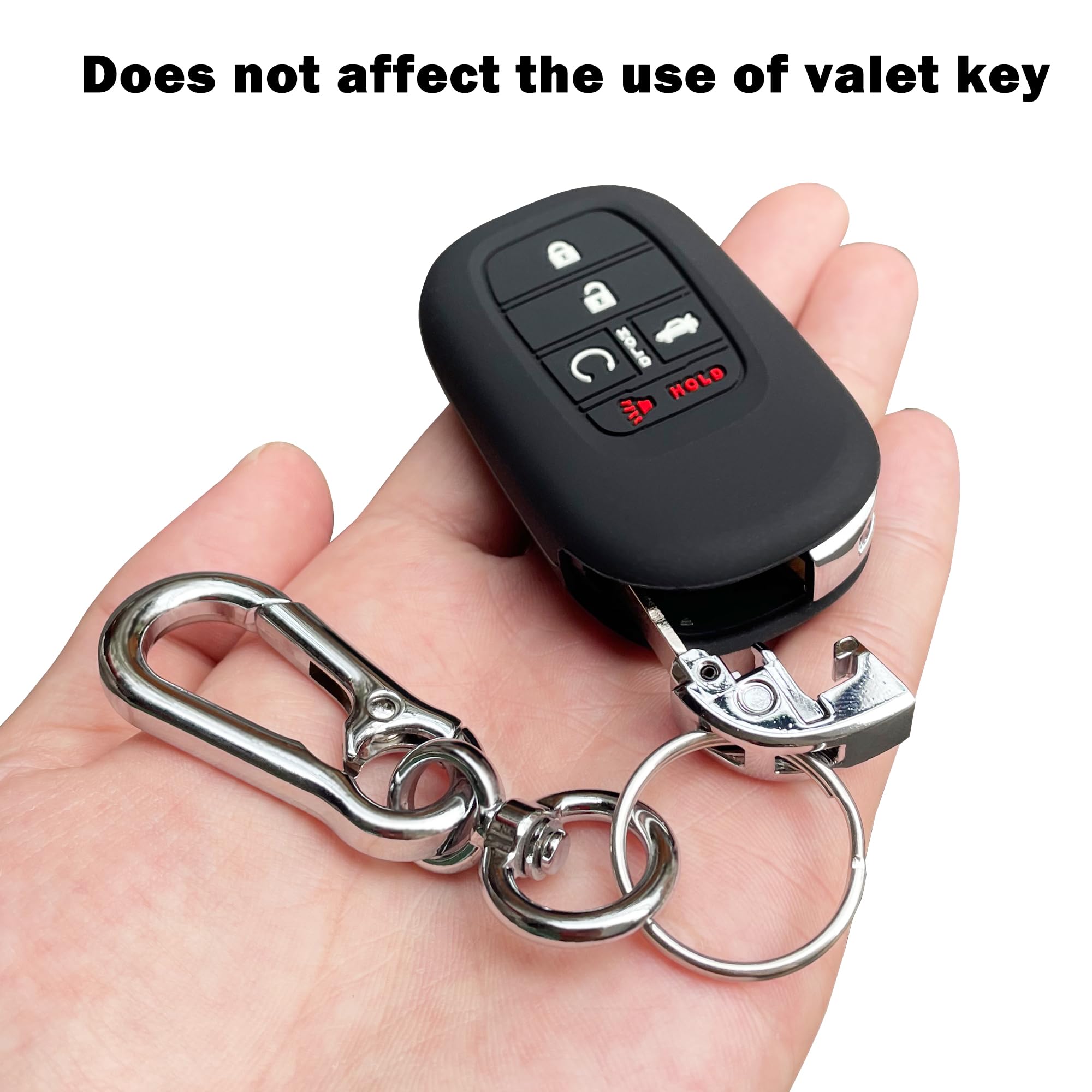 TANDRIVE Key Fob Cover for Honda Civic Accord HR-V Pilot CR-V (5 Buttons) - Silicone, 2-Pack, Black and Gray