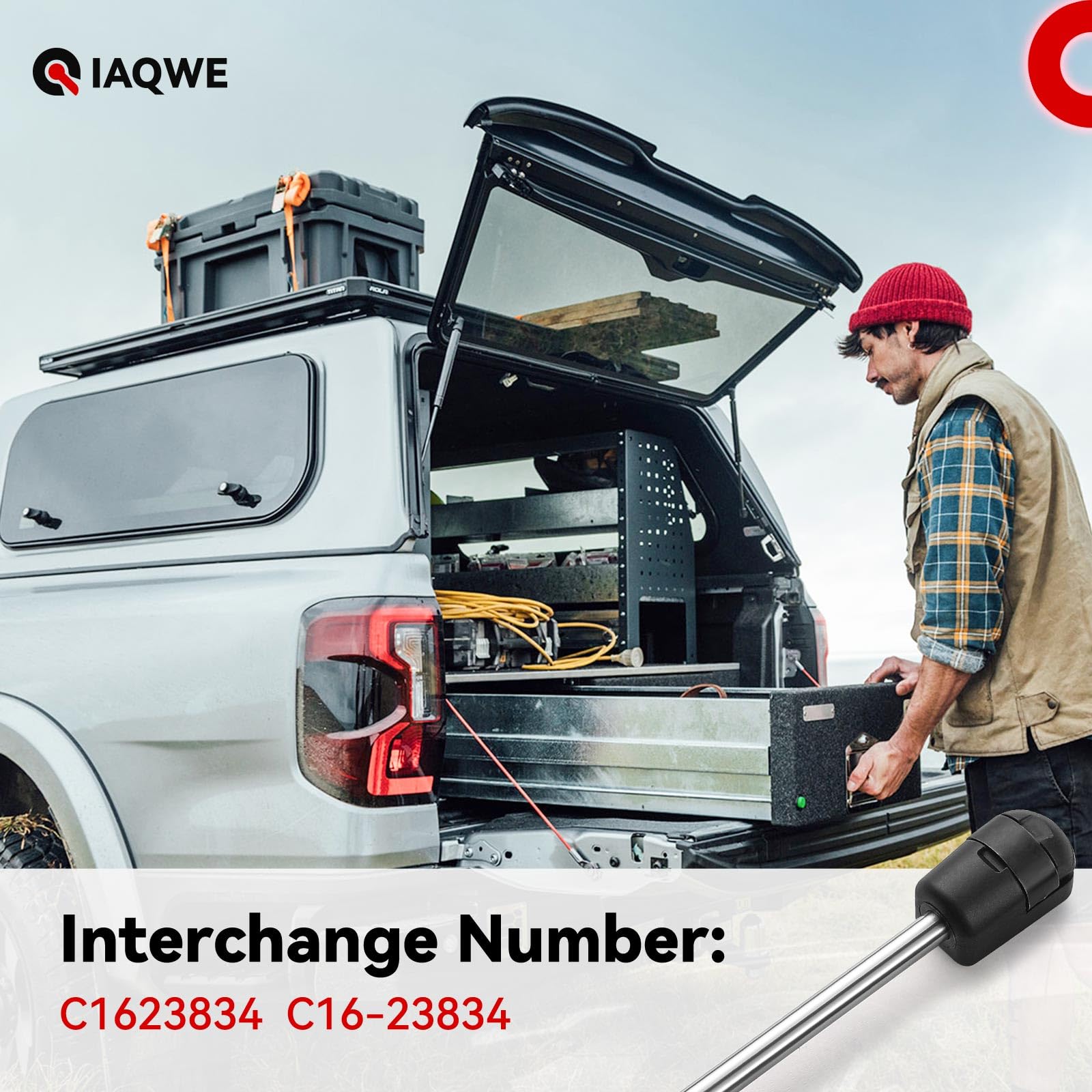 Iaqwe 18 Inch 120Lbs/533N Gas Struts Spring Shocks Lift Support For Leer Are Snugtop Camper Shell Truck Topper Rear Window Truck