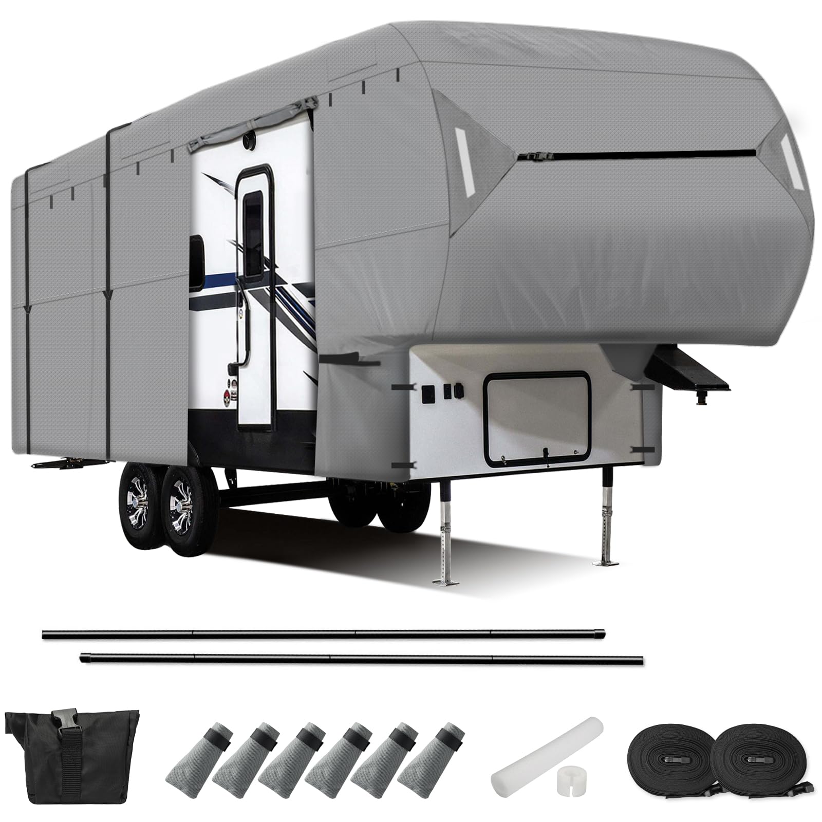 Leader Accessories 5Th Wheel Cover Rv Cover (33'-37', Grey/Easy Setup W Tire Covers)