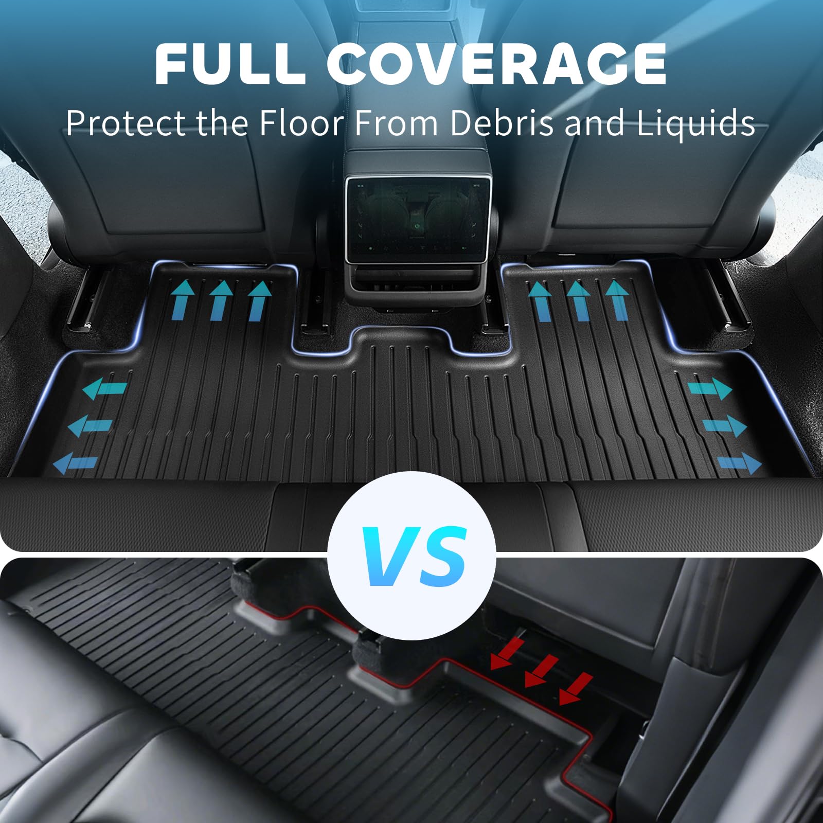 Maysoo Floor Mats For New 2025 Tesla Model Y Juniper 5-Seat - All-Weather Tpe Eco-Friendly Waterproof Non-Slip Floor Mat&Cargo L