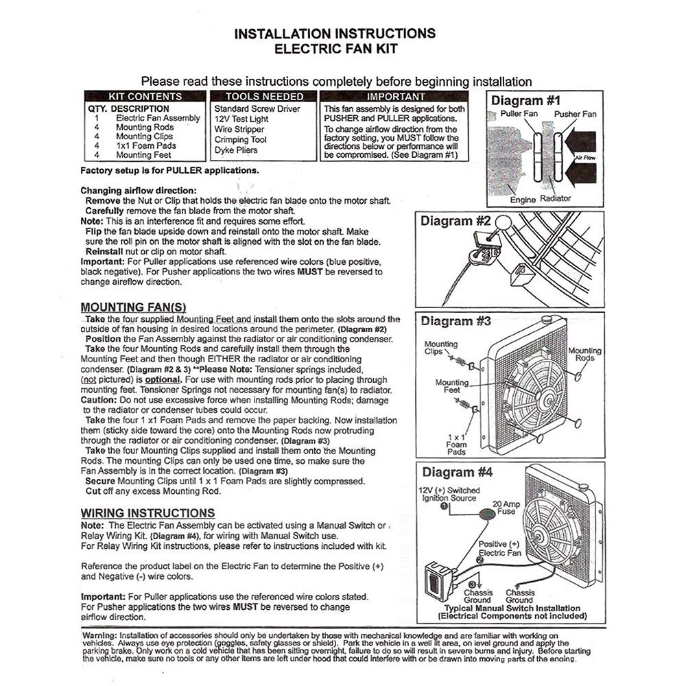 Mostplus Black Universal Electric Radiator Slim Fan Push/Pull 12V + Mounting Kit (7 Inch)