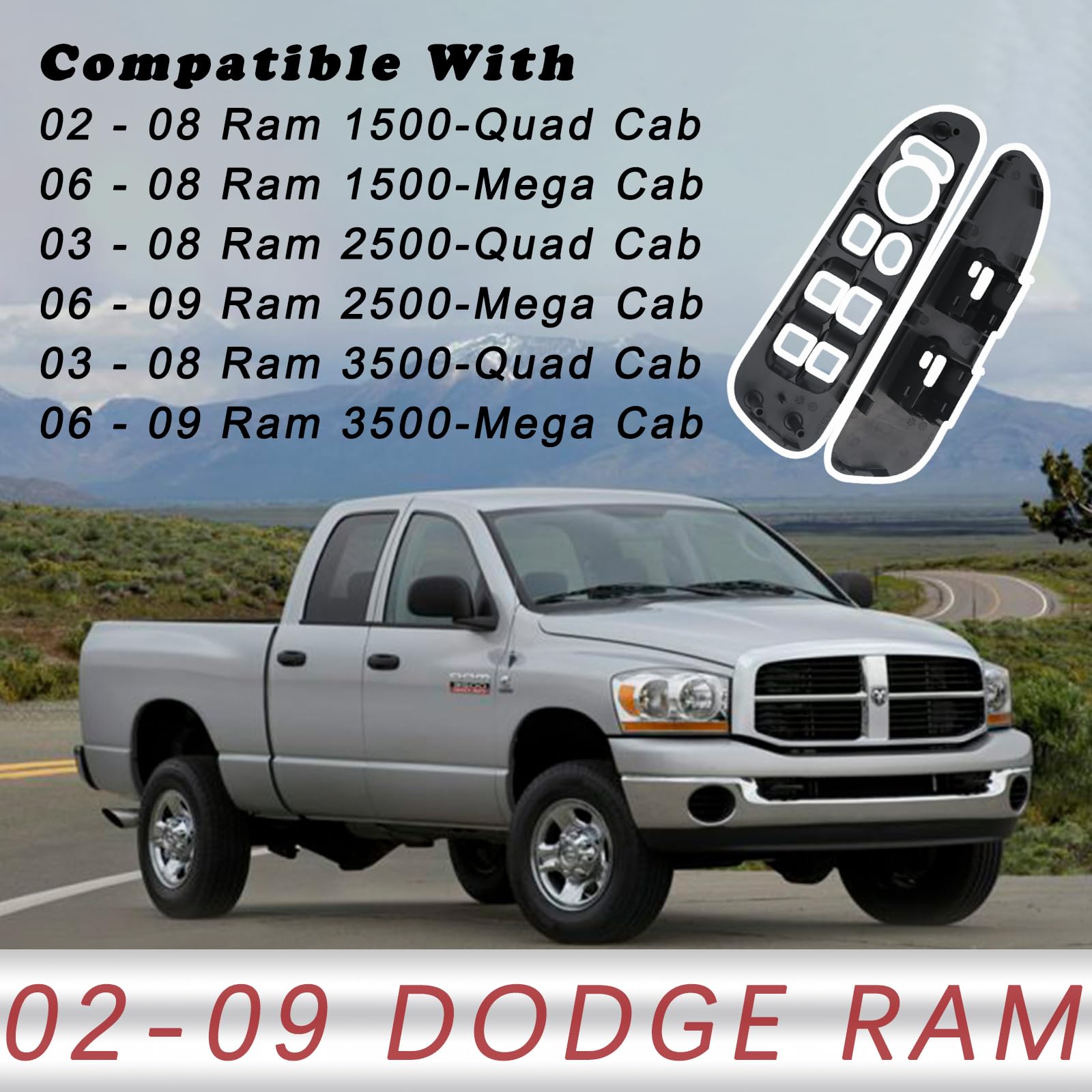 TQPONLY Door Window Switch Bezel,Front Driver and Passenger Side Compatible with 2002-2008 Dodge Ram 1500 2500 3500 Quad Cab,200