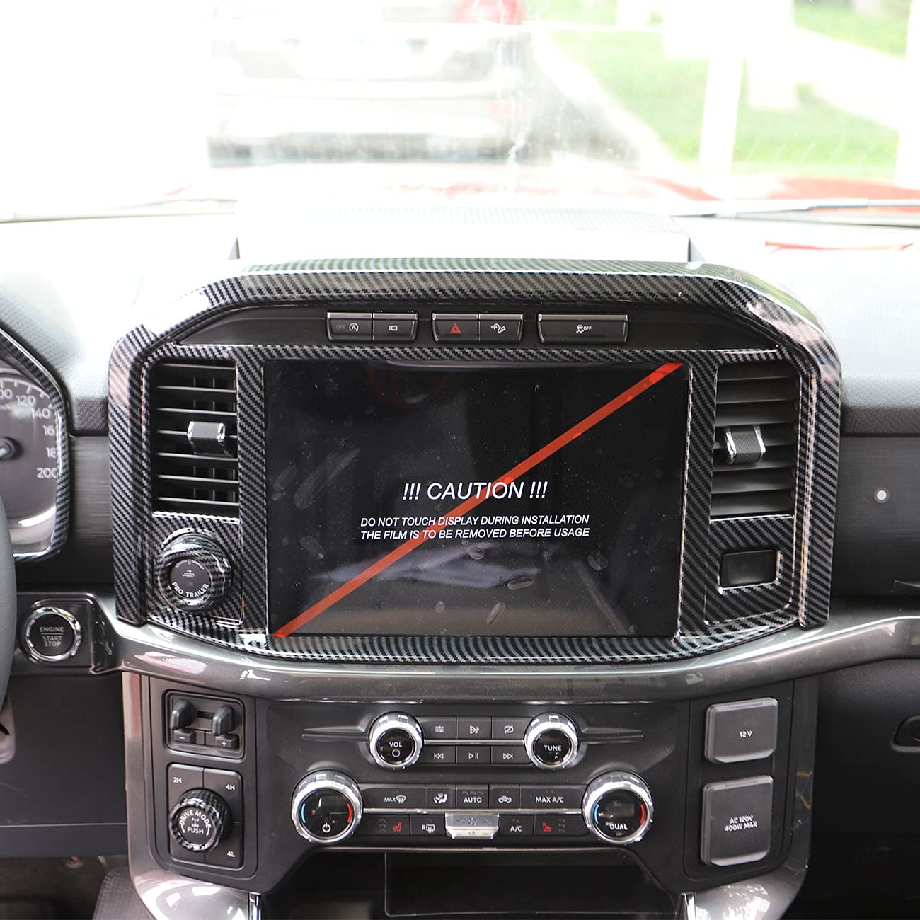 Carbon Fiber Central Control Panel Cover Tirm For Ford F150 2021+(Navigation Screen)