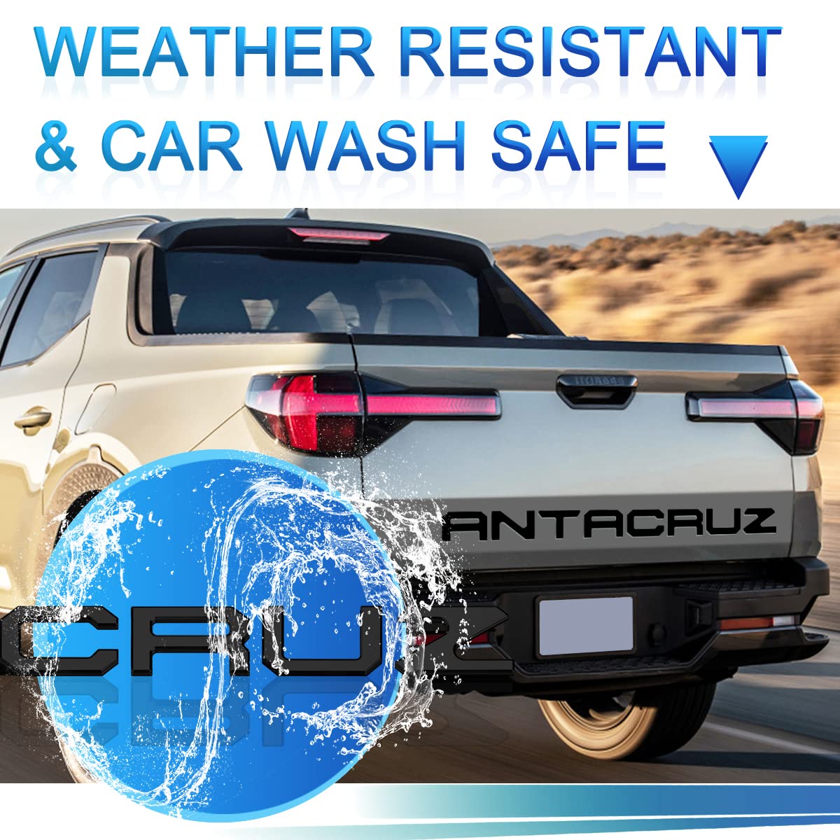 Tailgate Insert Letters Compatible for 2022 2023 Santa Cruz 3M Adhesive & 3D Raised Tailgate Decal Letters (Matte Black)