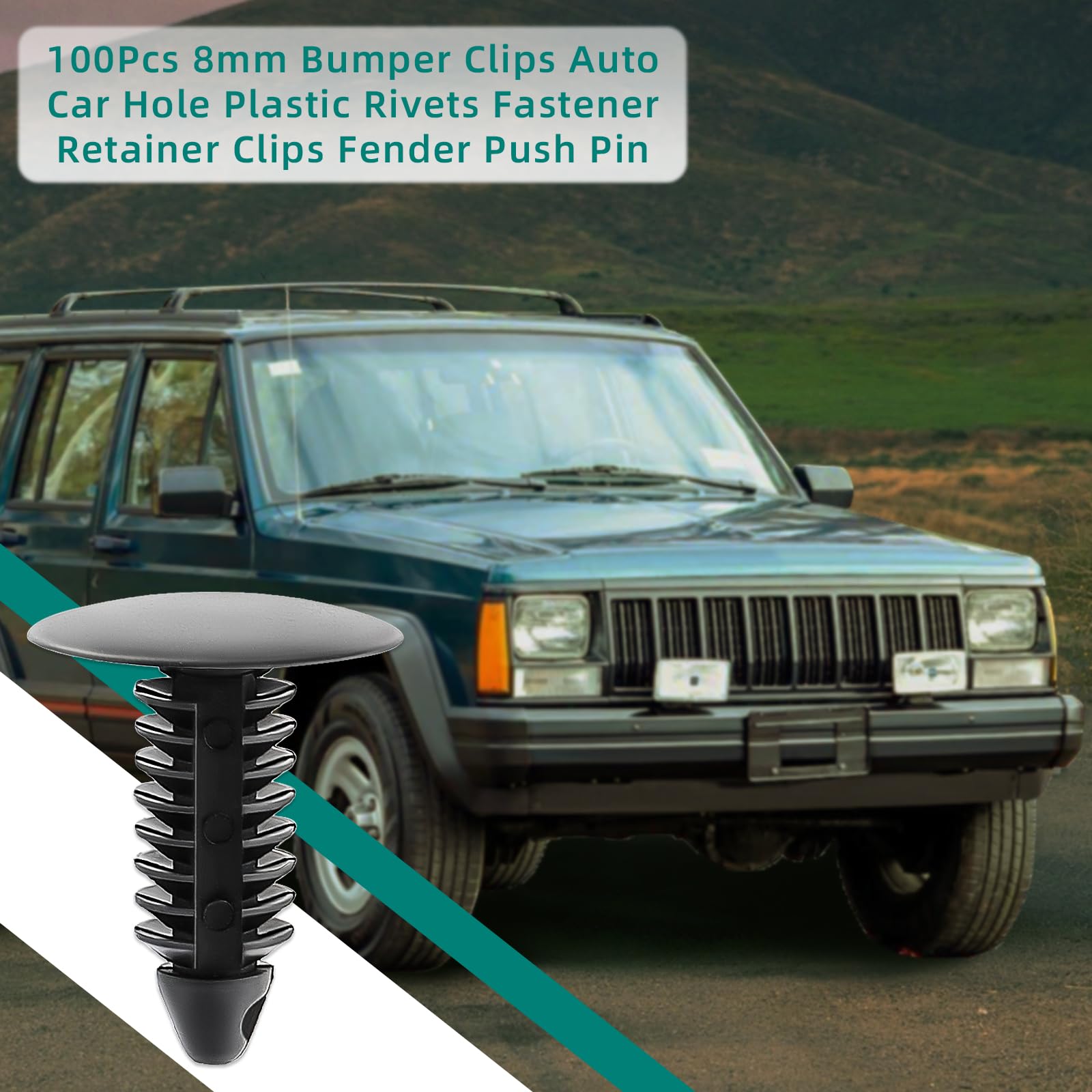 Autokay 100Pcs 8Mm Bumper Clips Auto Car Hole Plastic Rivets Fastener Fender Push Pin New