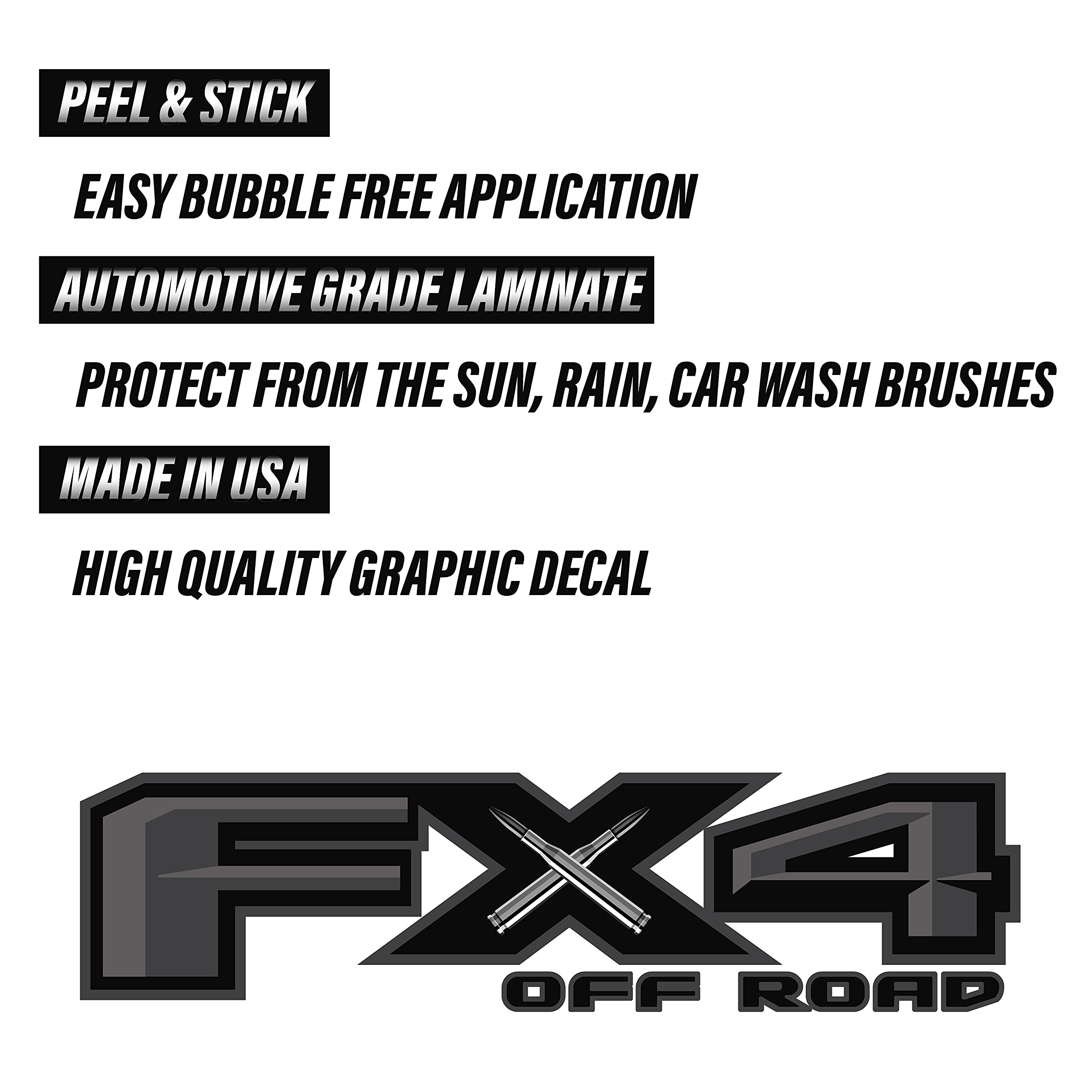 FX4 Off Road Decal USA Black Flag Replacement Sticker F 150 Bedside Emblem for 4x4 Truck Super Duty (FX4 Off Road Decal Black Re