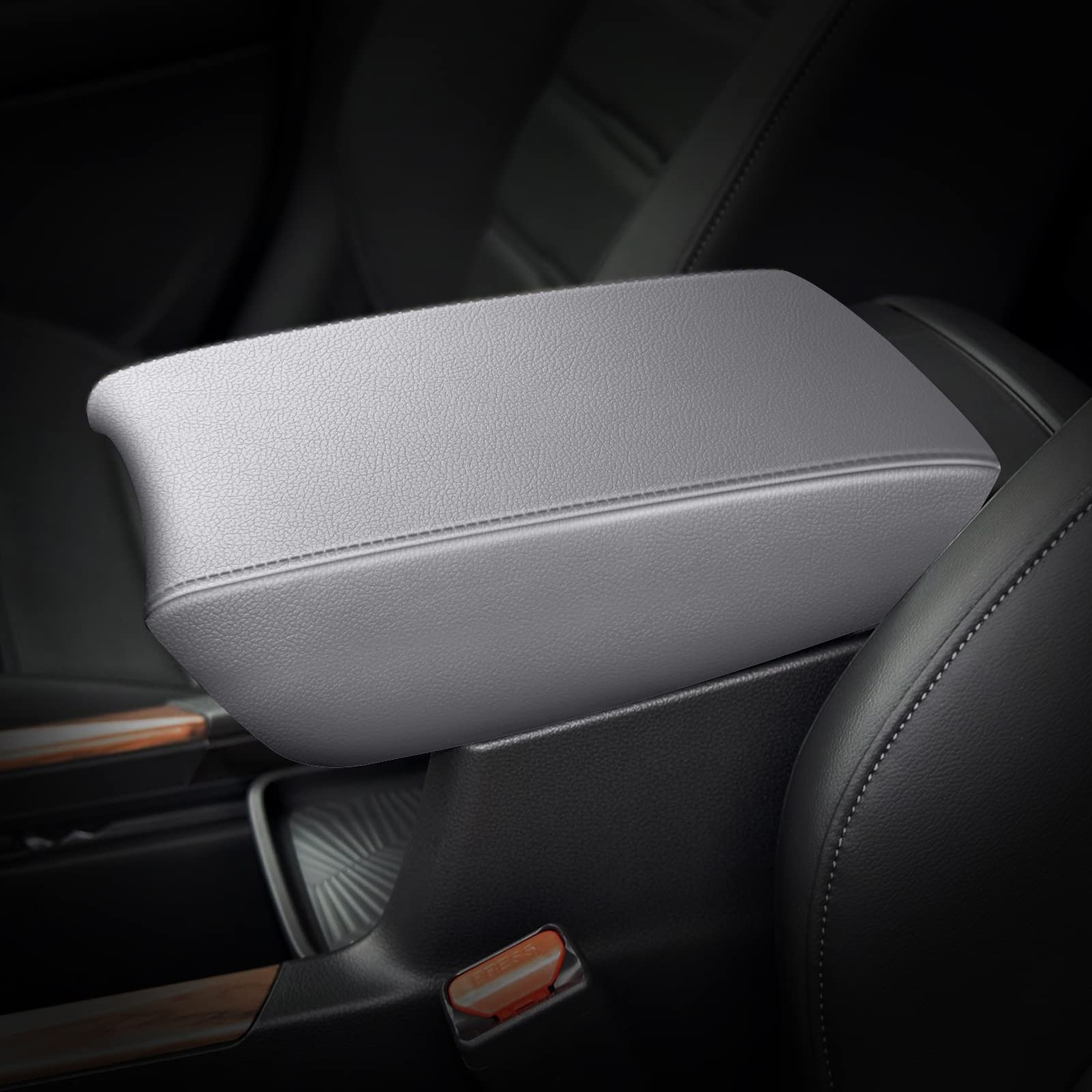 Aomsazto Gray Center Console Covers For 2017-2022 Honda Crv Leather Armrest For Cr V