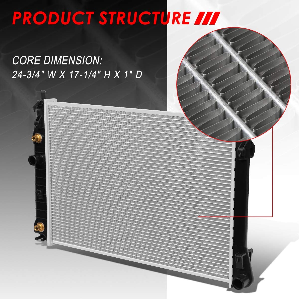 Auto Dynasty Radiator Compatible With 97-04 Chevrolet Corvette 5.7L At, Dpi 1885 Factory Style 1-Row Cooling Radiator, Aluminum