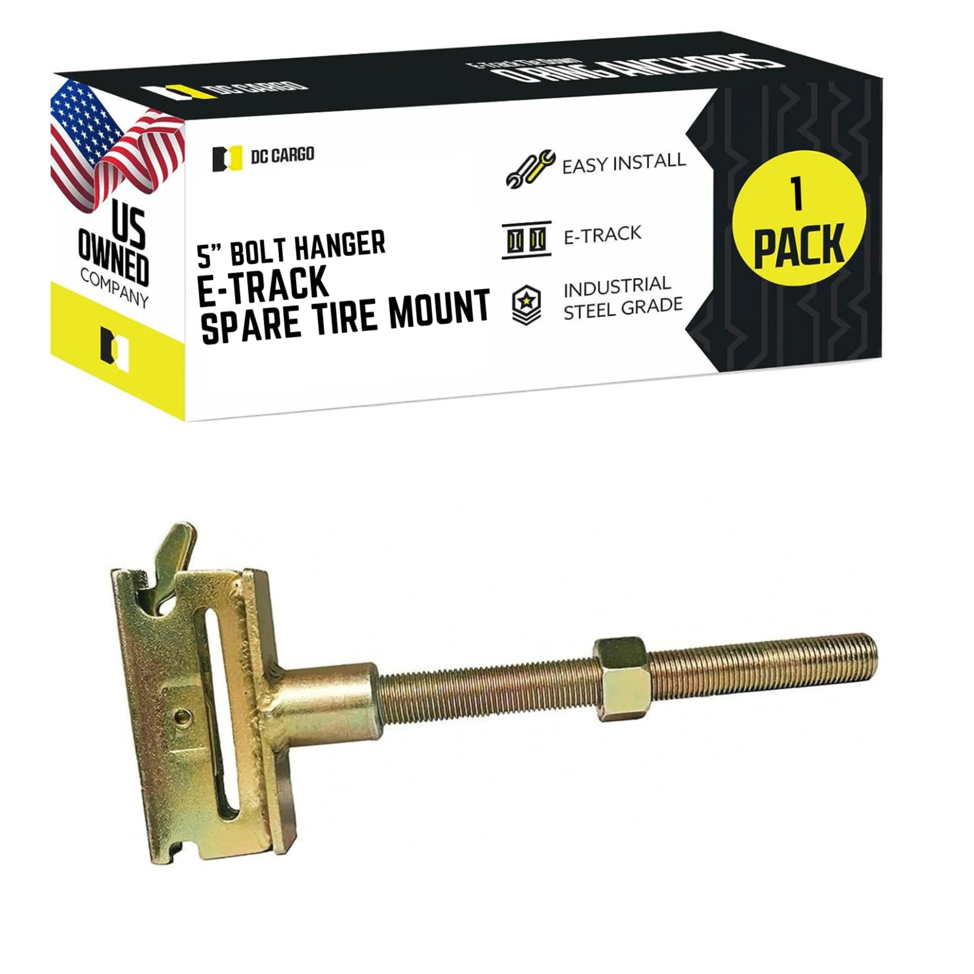 DC Cargo ETrack Spare Tire Mount with 5 Bolt | Spare Wheel Carrier for Enclosed Trailers, Trucks, Semis, Garages | E Track A