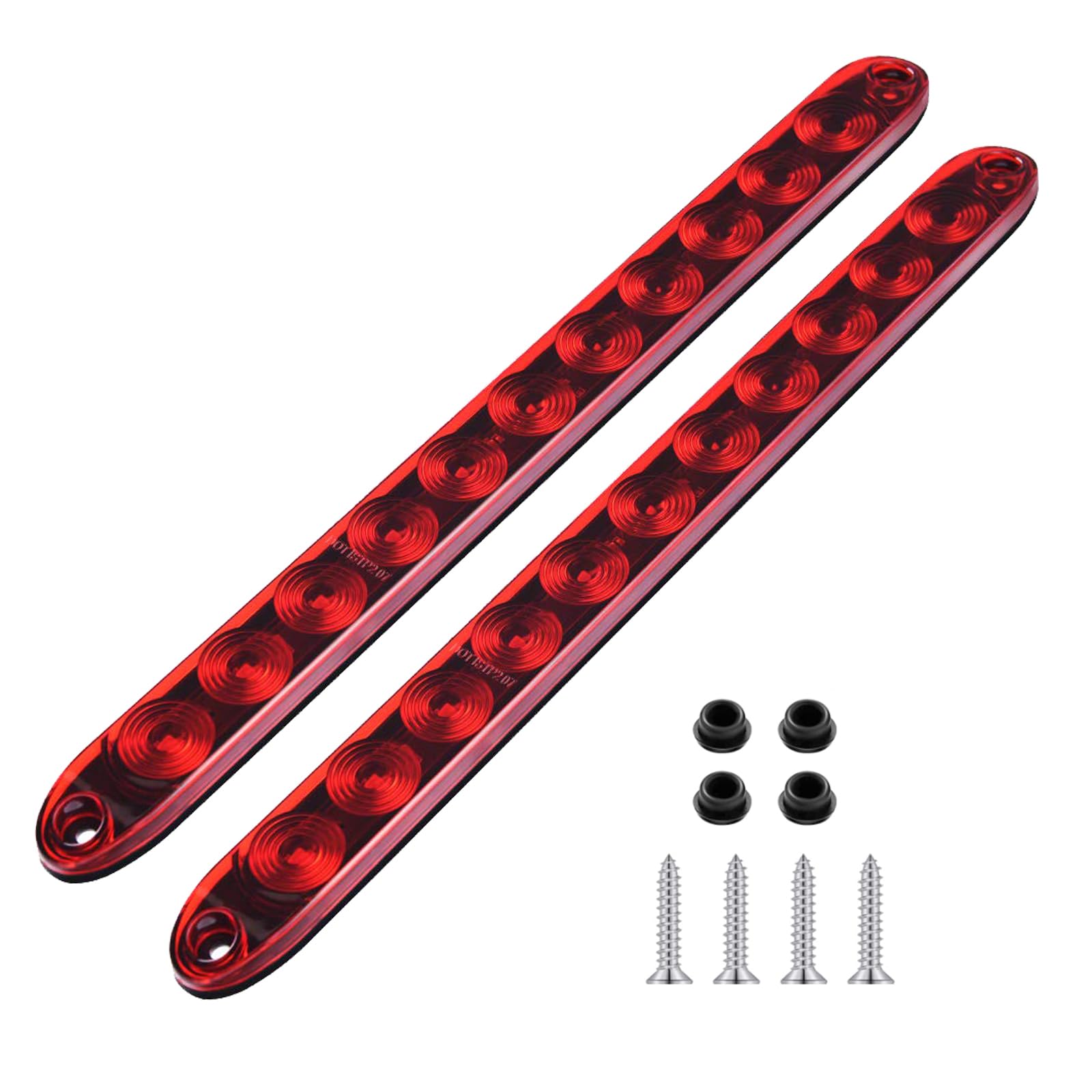 Perfectech 11 Led Red Trailer Brake Tail Light, 2 Pack 16” Led Bar Stop Turn Signal Tail Lights Waterproof Brake Strip Red Light For Marine Boats Golf Cart Offroad Truck Rv Utv Atv