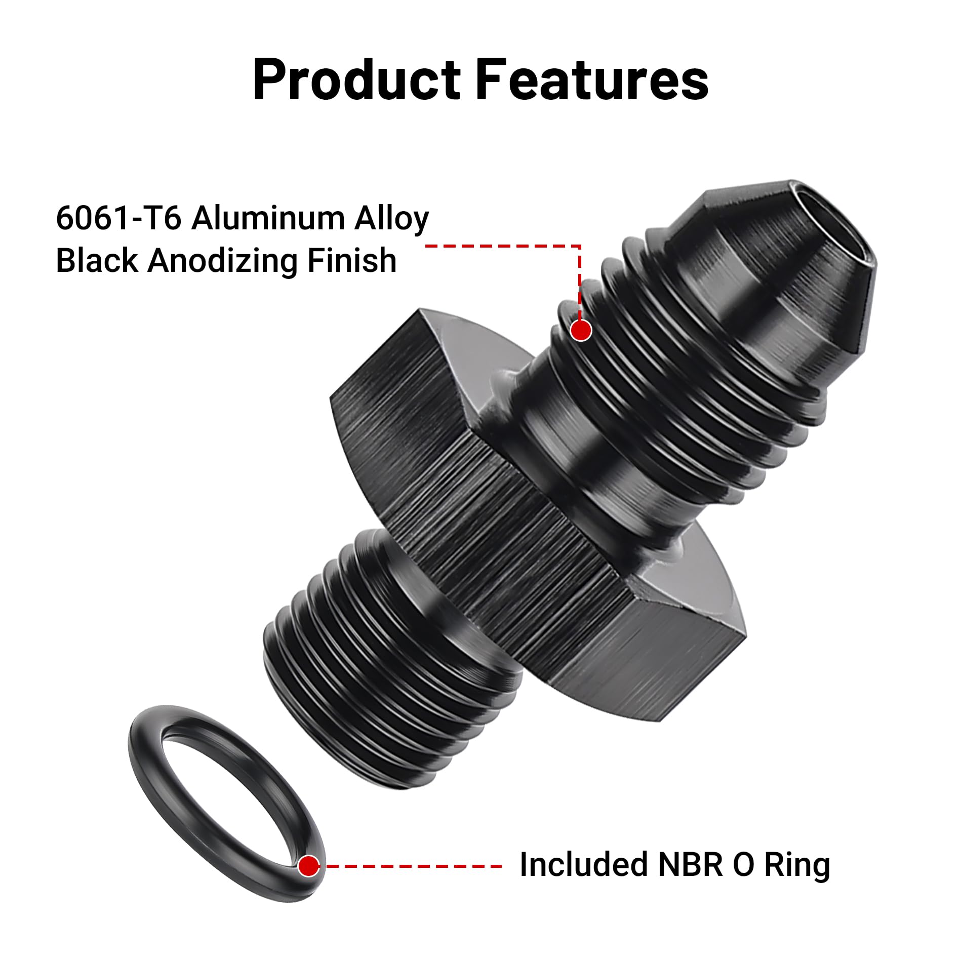 Evil Energy 3An Male Flare To M8 X 1.0Mm Male Metric Fitting Adapter Aluminium Alloy 2Pcs