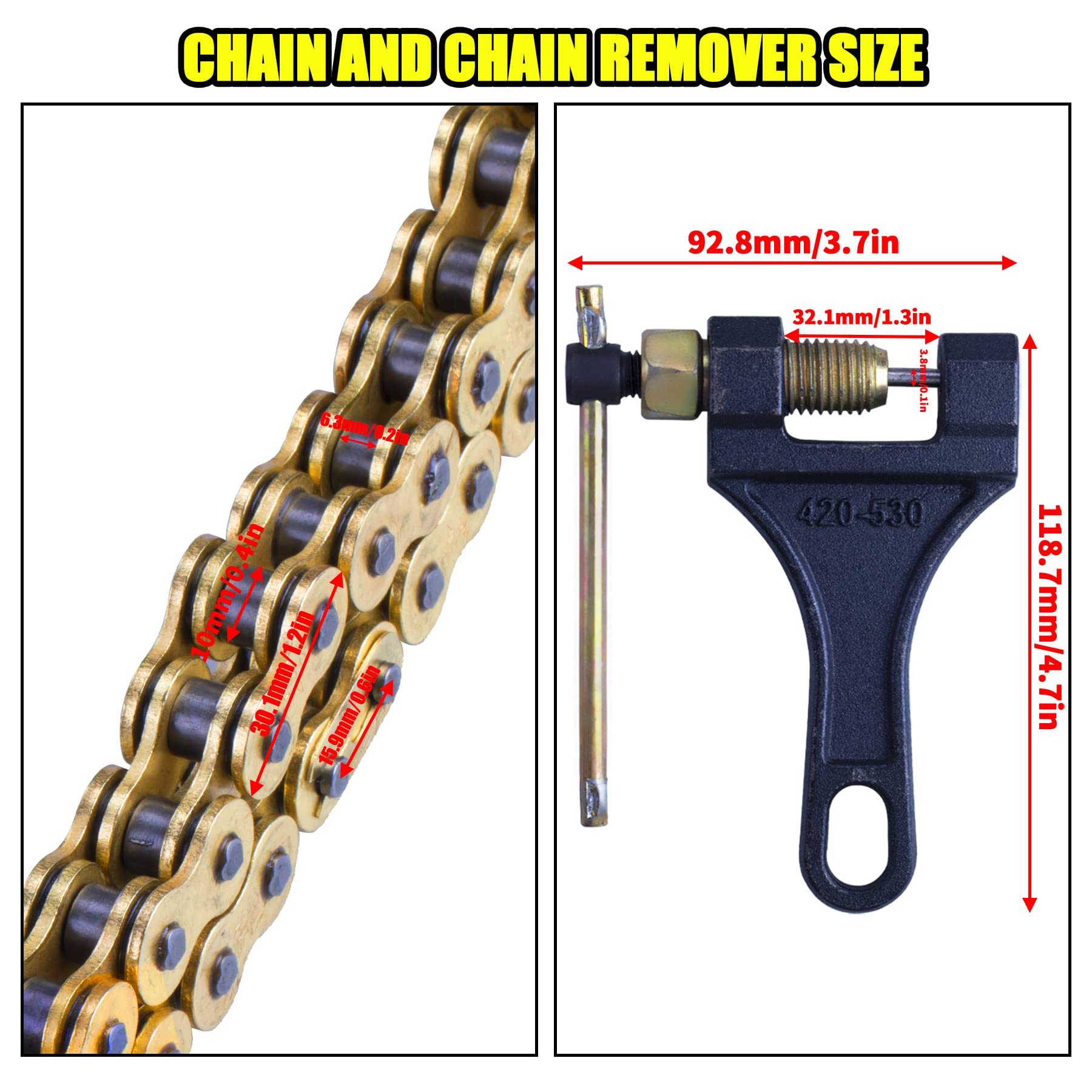 Mrelc Gold 520 X-Ring Chain + Chain Breaker,114 Links With Connecting Master Link