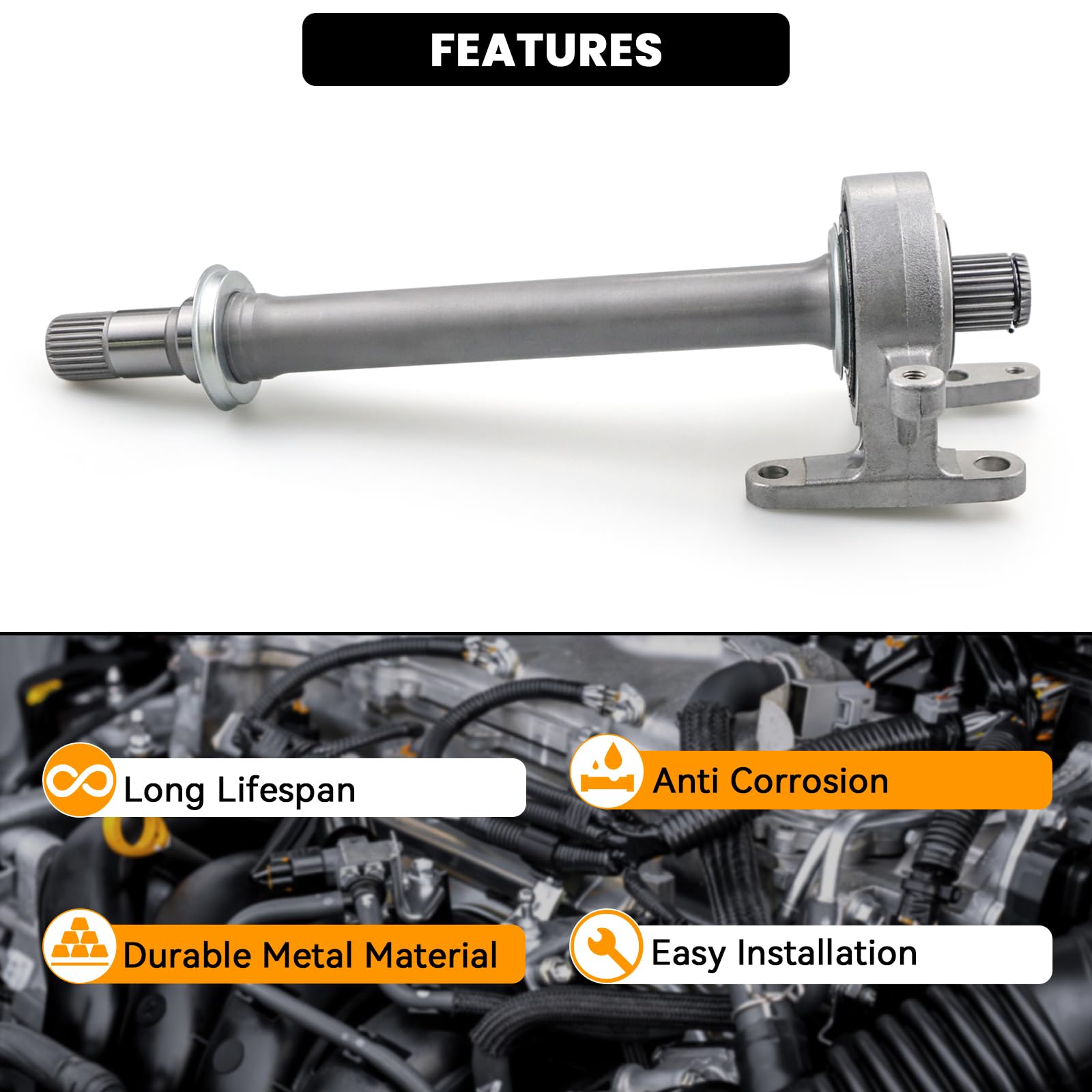 44500-SCV-A10 CV Intermediate Shaft (Automatic Transmission) Compatible with Honda CR-V 2002-2006, Element 2003-2011, Replaces 4