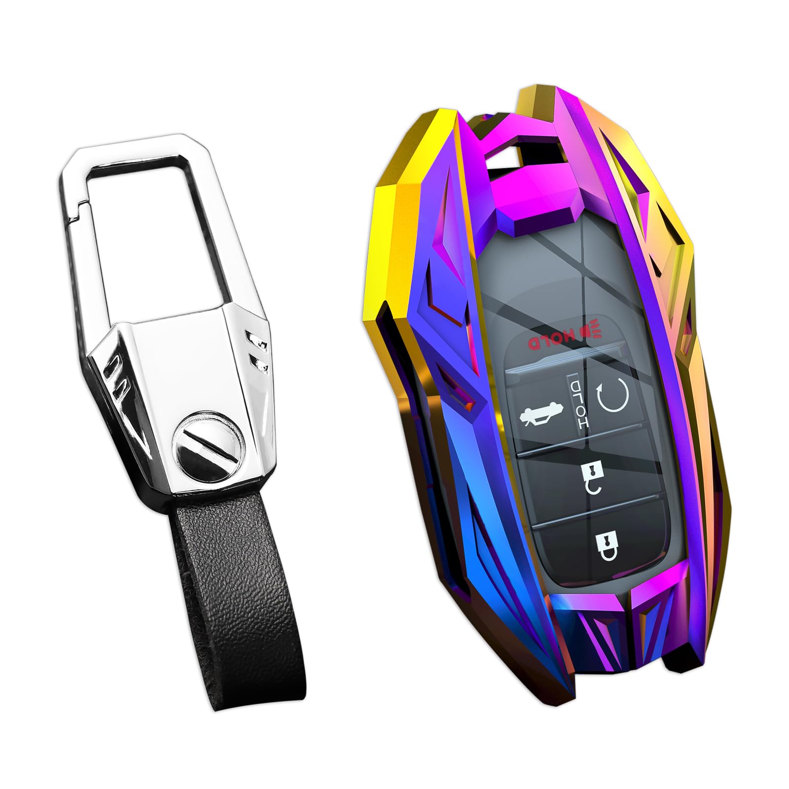 Ocezbiis for Honda Key Fob Cover,Keychain,Zinc Alloy Protection Car Key Shell Case Compatible with Honda Smart Remote Keyless En