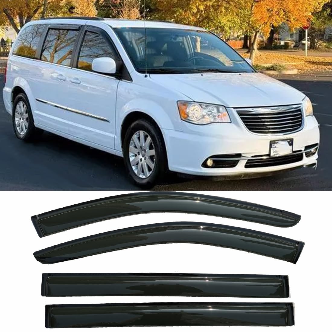 94251 Waterproof Sunproof Rain Guards Set, 4Pcs Out-Channel Protective Side Window Wind Deflectors, Window Visor Fit For 2008-20
