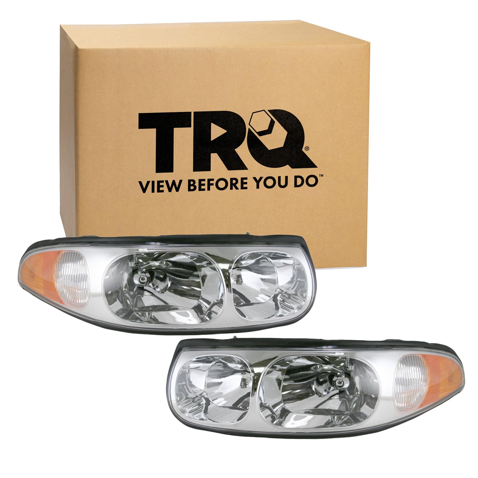 Trq Driver & Passenger Side Headlight Assembly Set Headlights Driver & Passenger Side Compatible With 2000-2005 Buick Lesabre Gm