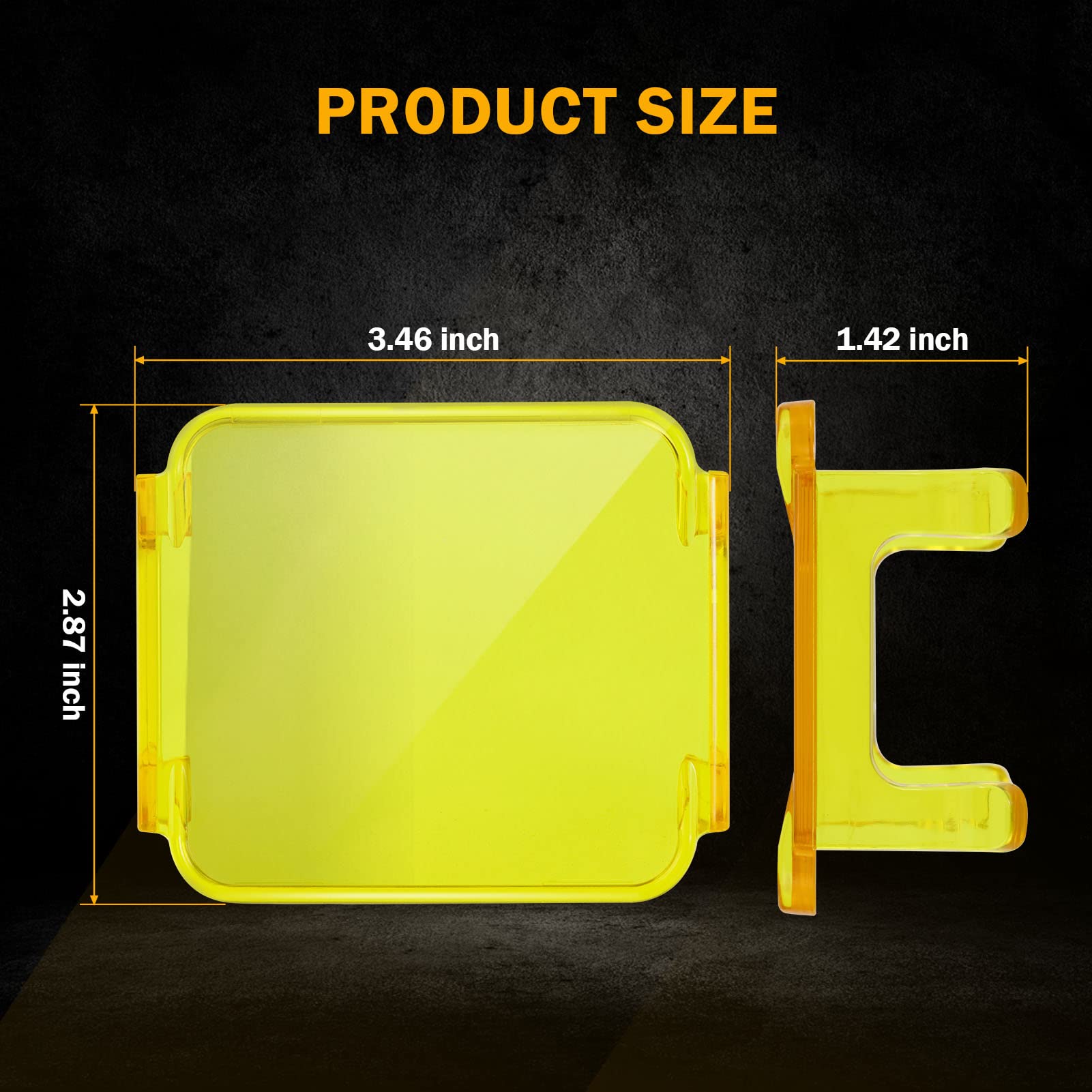 Auxbeam Fa Series Amber Light Covers, 3 Inch Square Led Pods Cover, Amber Fog Filter, Yellow Tint Color Lens, Cube Offroad Light