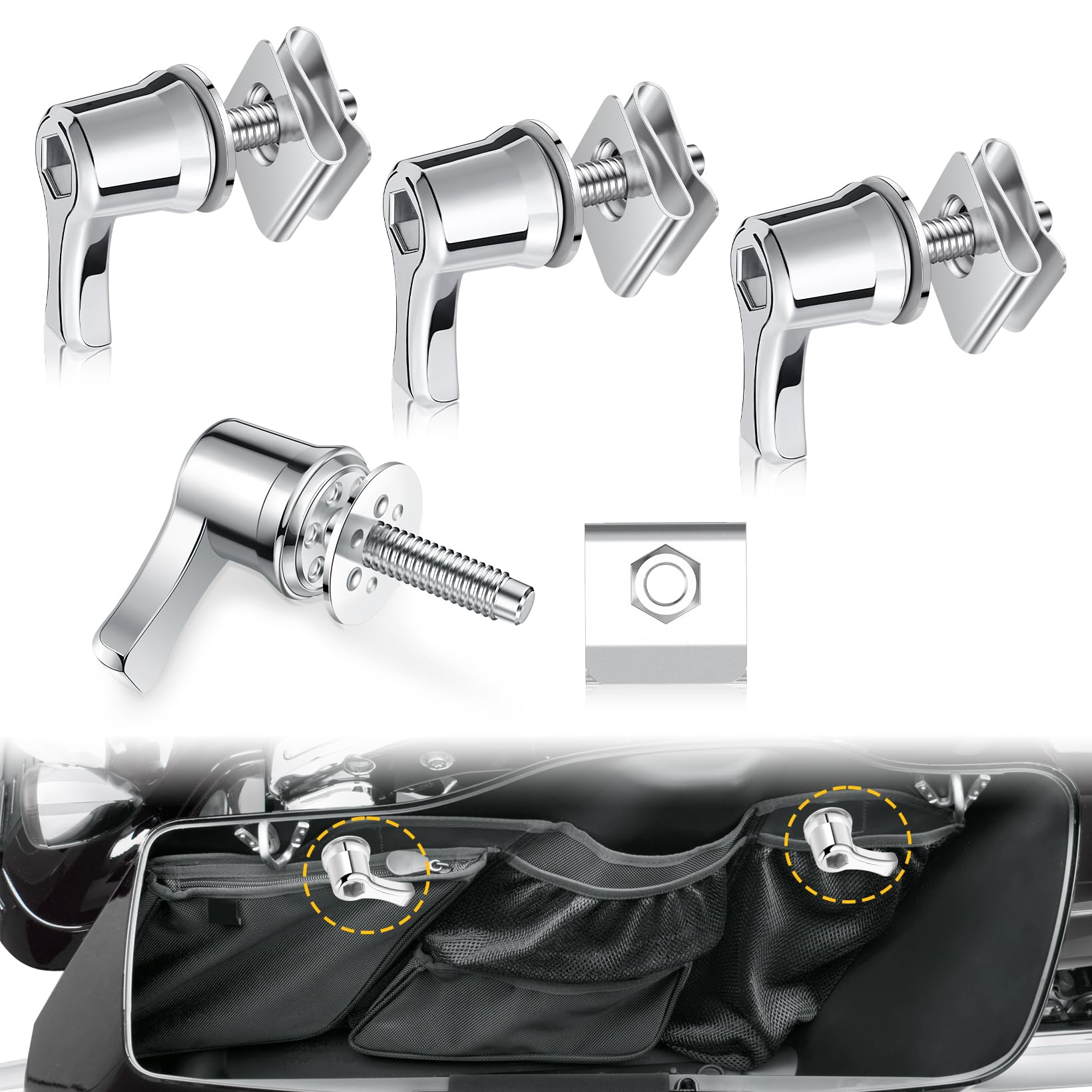 Anonemoto Saddlebag Locks Fastener Bolt, Saddle Bag Bolts Mounting Security Hardware Theft Deterrent Locks For Harley 1992-2024 