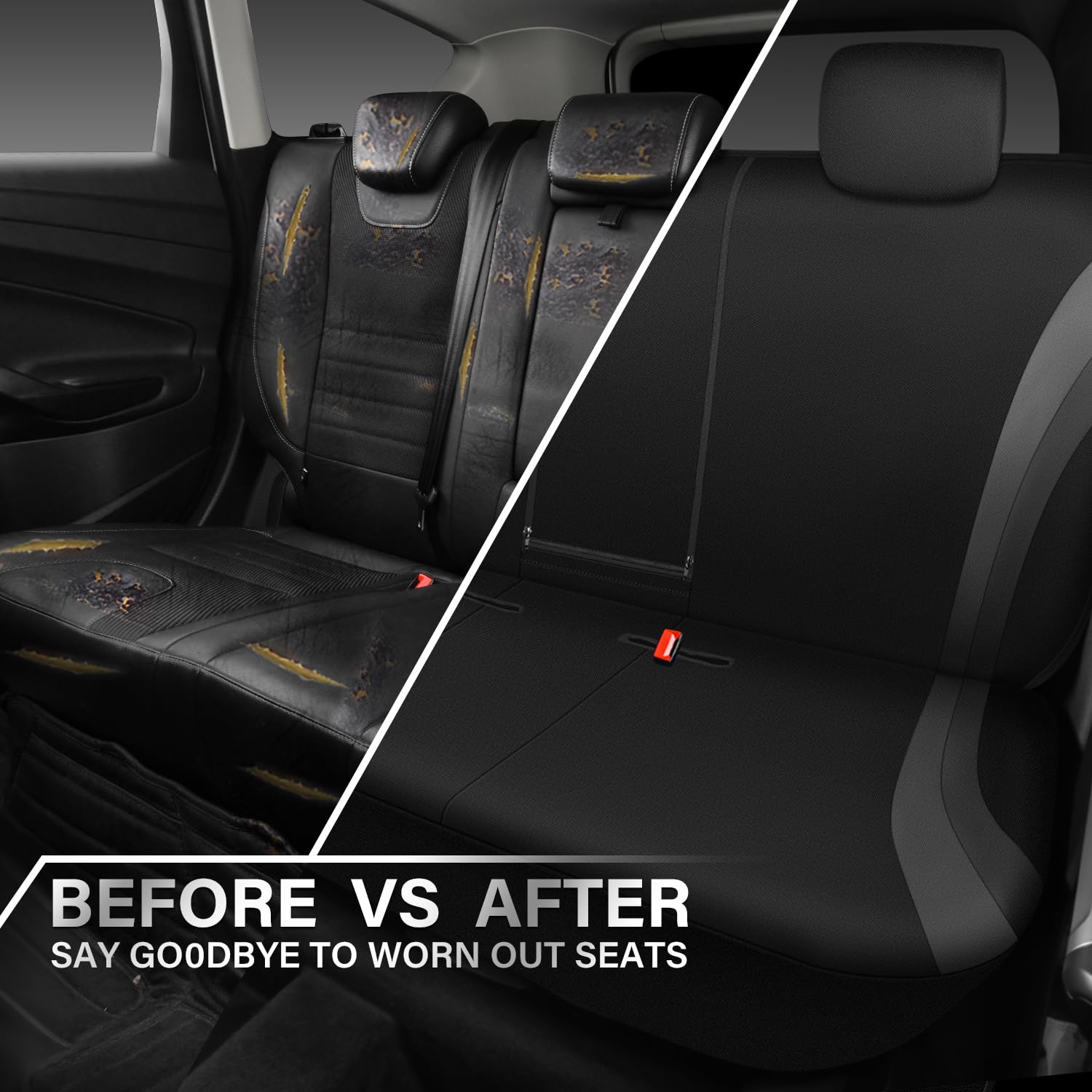 Car Pass Eva Waterproof Back Seat Cover,Gray Bench Seat Cover, Rear Seat Cover Universal Fit For Cars Sedans Suvs Vans Truck 95%