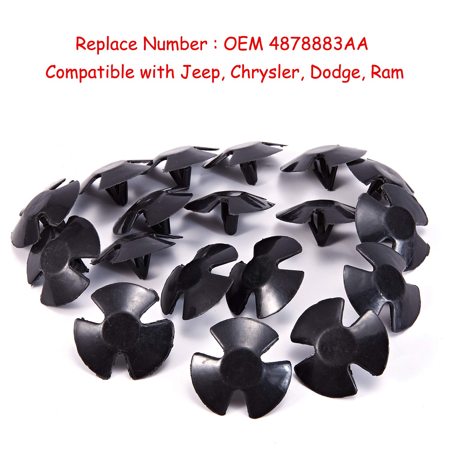 Febrytold Hood Insulation Retainer Clips - 40 Pcs Hood Insulation Retainers For Jeep Chrysler Dodge Ram Replace Oem 4878883Aa Lh Lhs Nylon Clip With 1 Pcs Plastic Fastener Remover