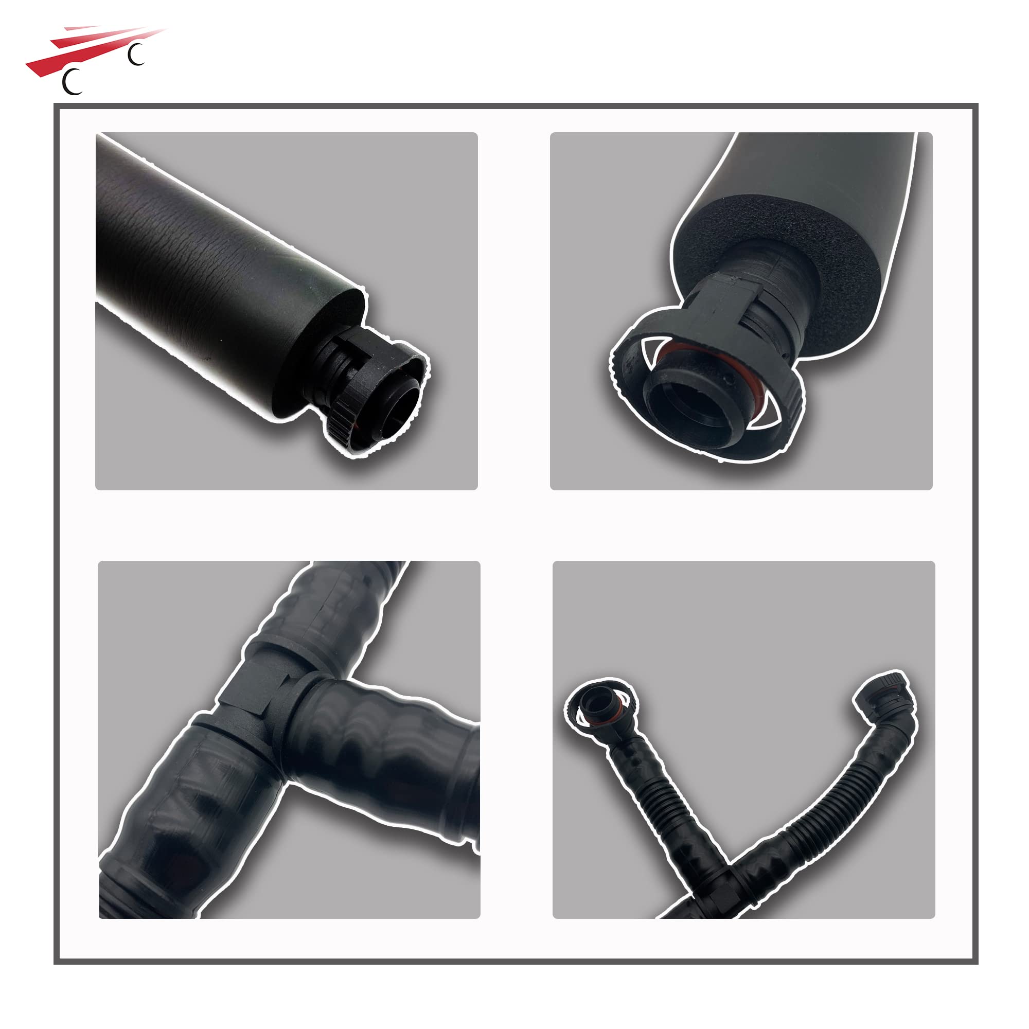 OKAY MOTOR 3-Way PCV Crankcase Breather Hose for BMW 128i 328i 528i X3 X5 Z4 N52 3.0L - Black