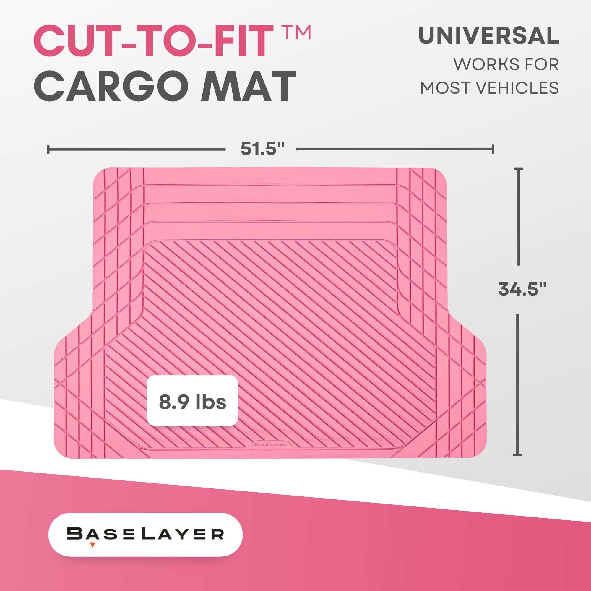 Baselayer Cut-To-Fit™ Pink Cargo Liner Mat - Universal Waterproof Floor Mats For Most Vehicles, Durable All-Weather Mats - Made In Usa