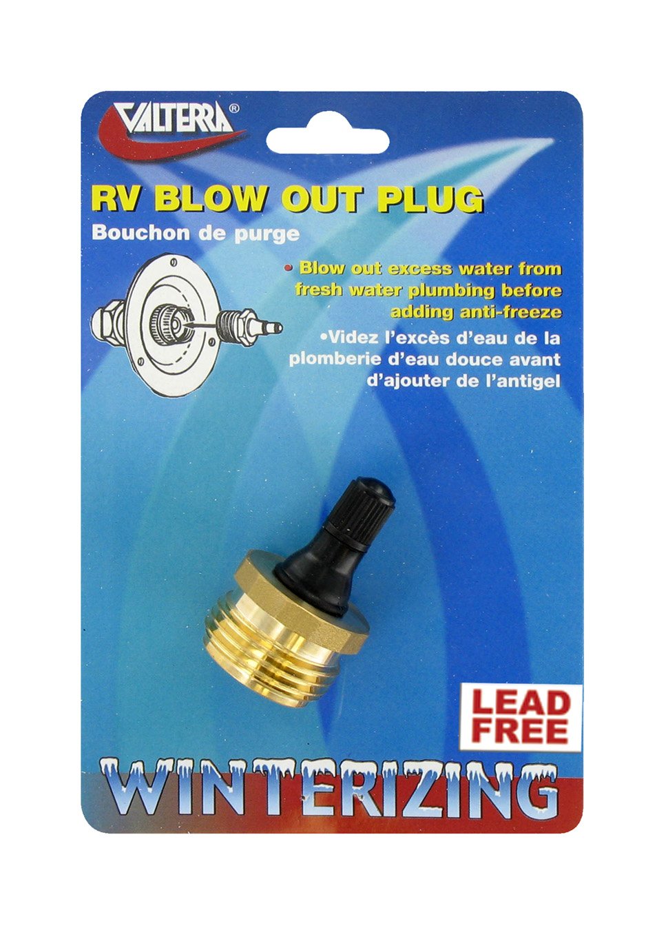 Valterra P23518Lfvp Brass Rv Blow Out Plug With Valve