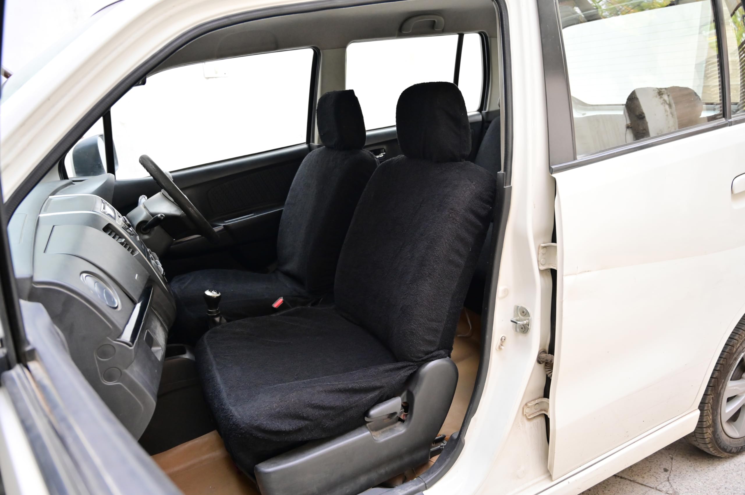 Chiefride Cotton car seat Cover for Etios Liva (Towel Type)(Cotton)(Elastic Fitting for Easy Installation) (Black)