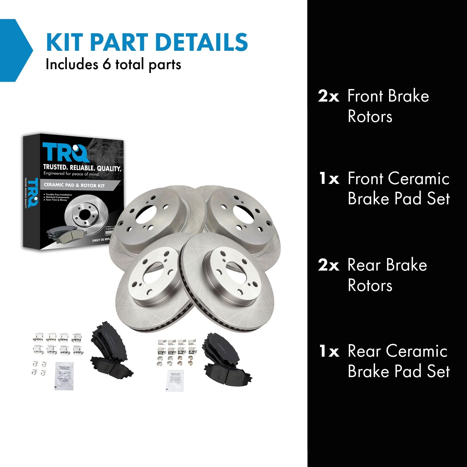 Trq Front & Rear Ceramic Pads Rotors Drums & Brake Shoe Kit Set For Prius V