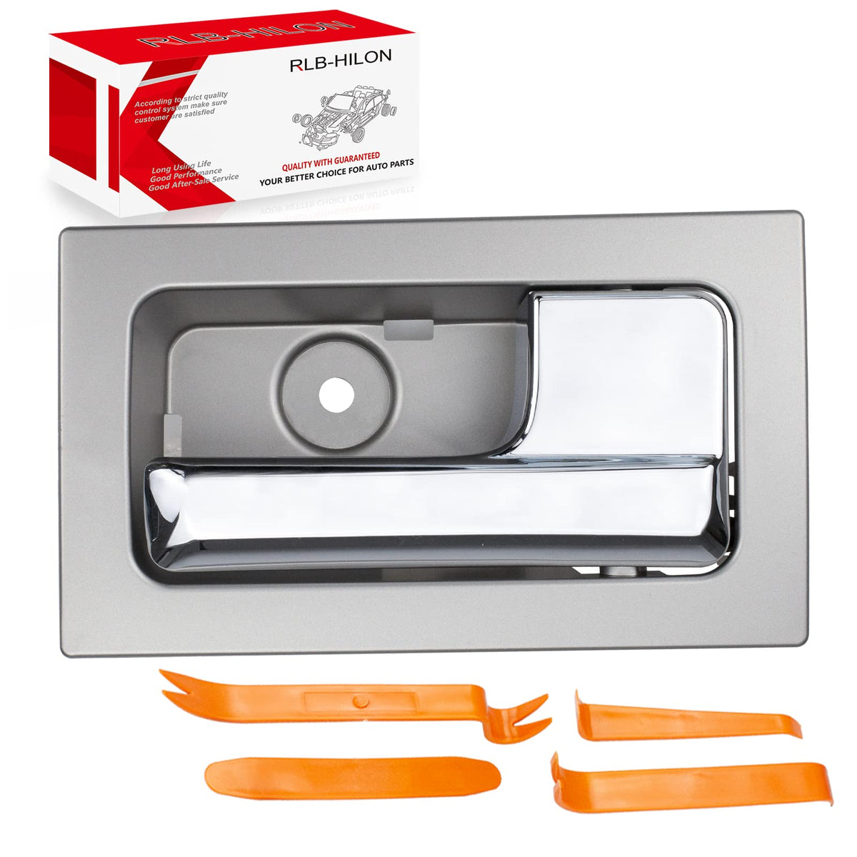 RLB-HILON Interior Door Handle Compatible with Ford F150 2009 to 2014 Year Front or Rear Right Passenger Side Door, Chrome Lever