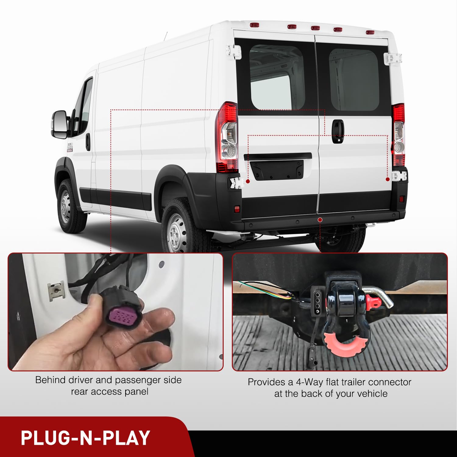 Nilight 4 Pin Trailer Wiring Harness Kit 56478 Vehicle Standard 4 Way Connector Custom for 2014 2015 2016 2017 2018 2019 2020 20