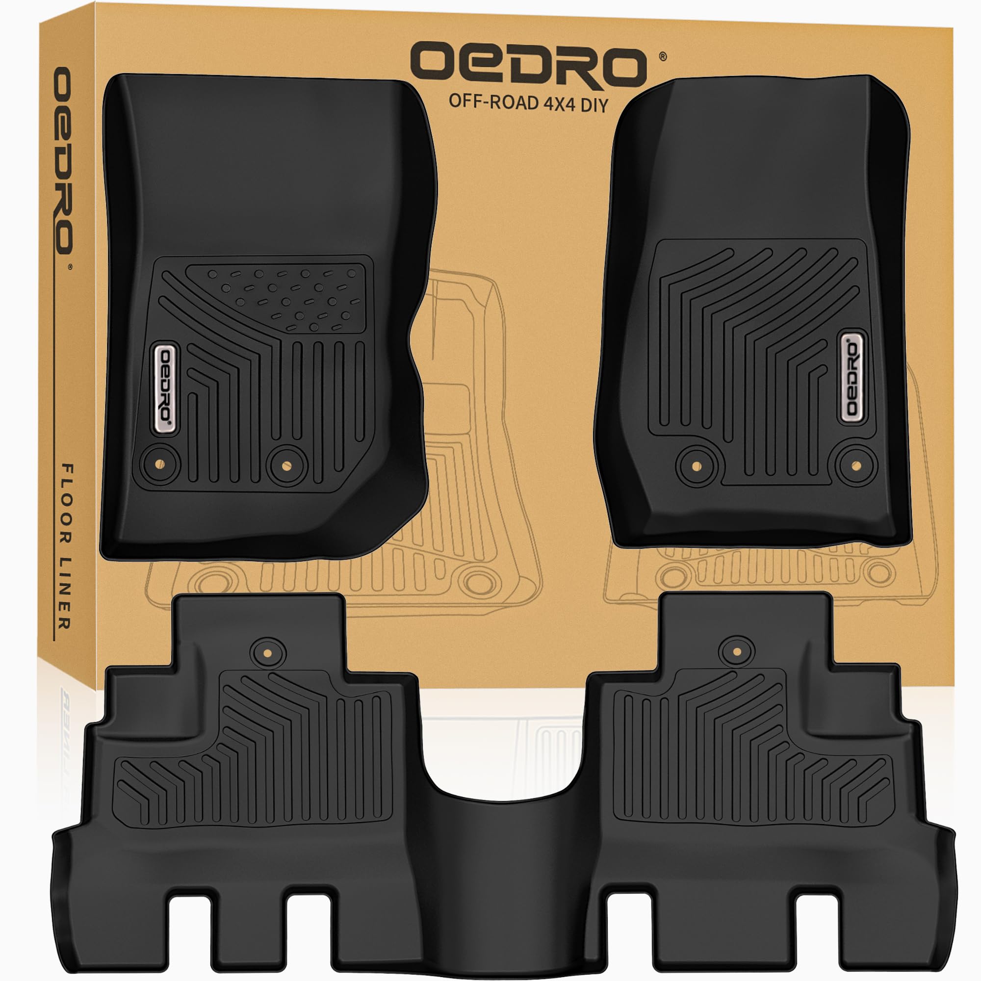Oedro Floor Mats Fit For 2014-2018 Jeep Wrangler Jk Unlimited Jku 4 Door (Not For 2 Door And Jl Models), Black Tpe All Weather C