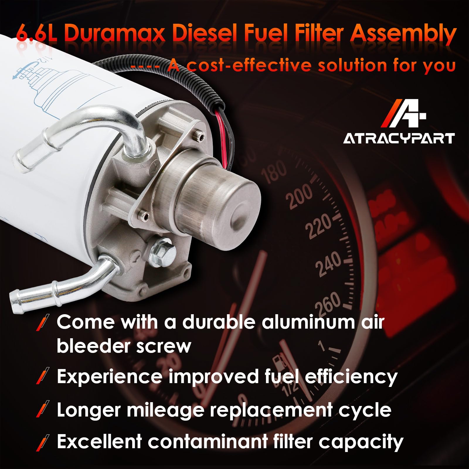6.6L Duramax Diesel Fuel Filter with Head AssemblyReplacement For 2005-2012 Chevy Silverado GMC Sierra 2500 HD 3500 HD with Wate
