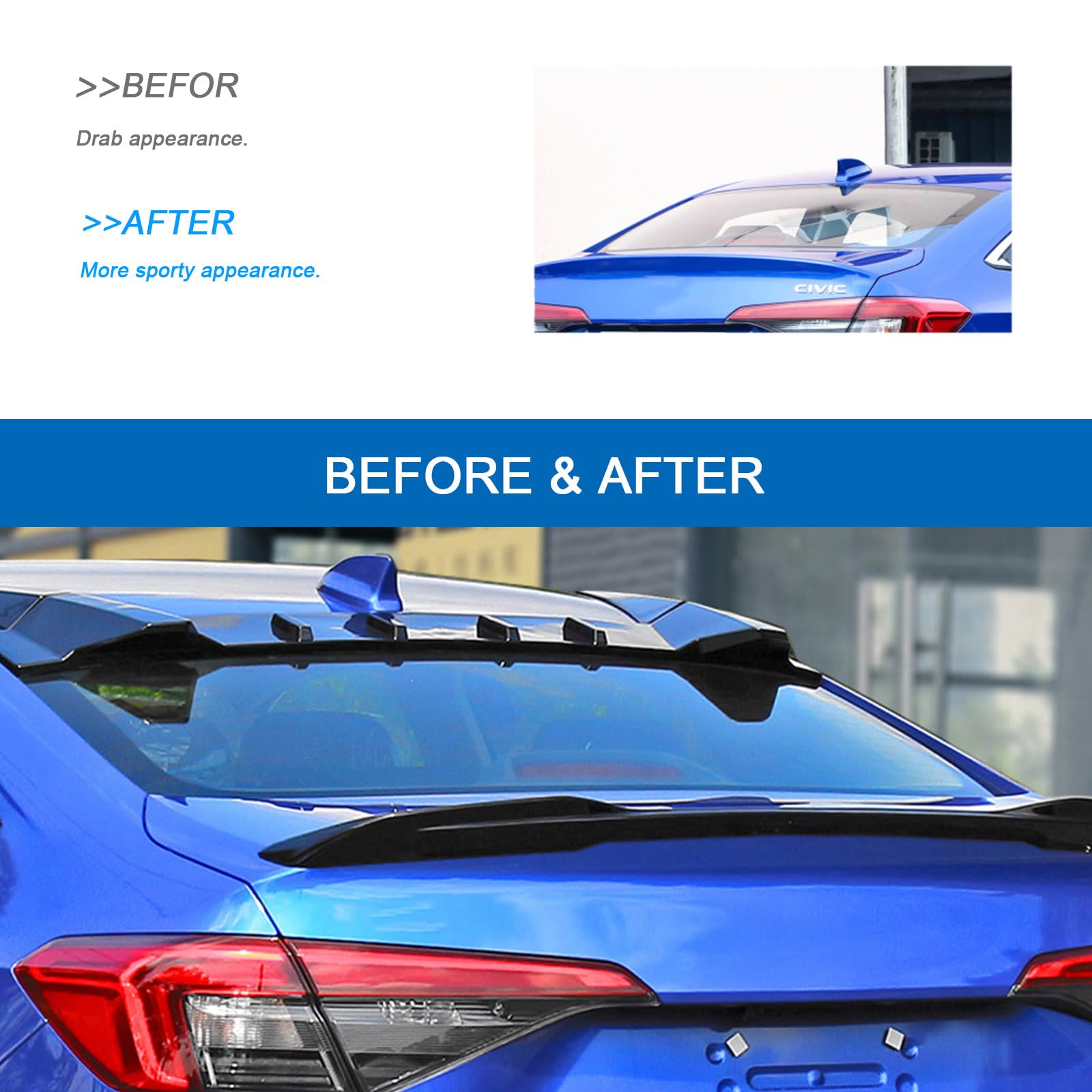 Psler Trunk Spoiler For Civic Sedan 11Th Gen 2022 2023 2024 Lid Rear Spoiler Wing Highkick Duckbill Styling Exterior Tail Fin Bright Black