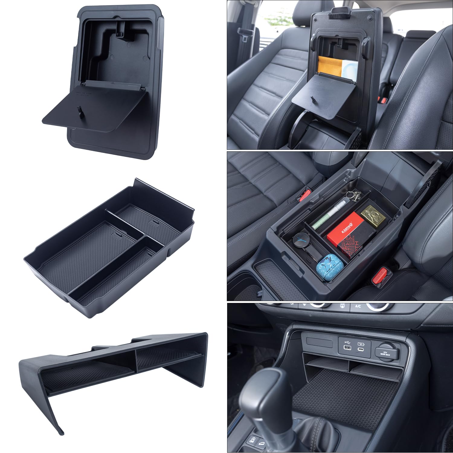 Pimcar 3-Piece Center Console Organizer Set For 2023-2025 Honda Cr-V & Cr-V Hybrid - Custom Fit Armrest Tray, Console Tray And H