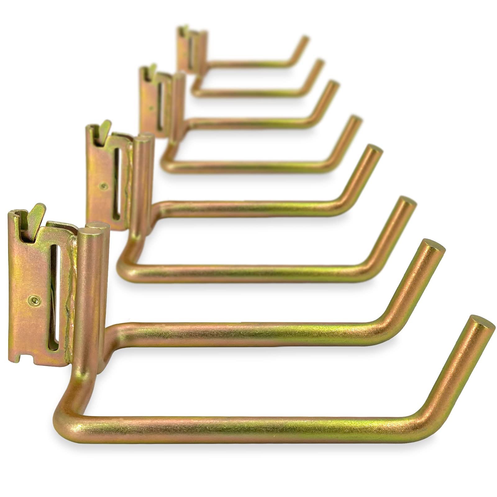 POROHOM 4 Pack E-Track Heavy Duty Shovel Hanger for Store Long Handled Tools, Large Steel Tool Hook TieDown Accessories Cargo Ti