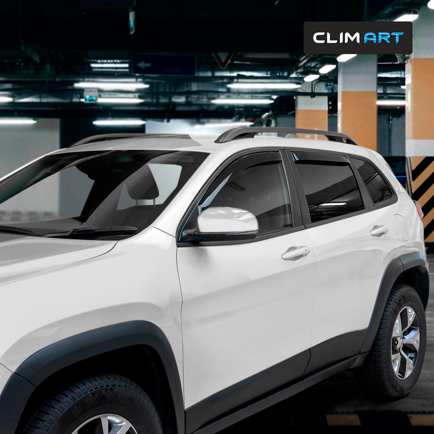 Clim Art In-Channel Incredibly Durable Rain Guards For Jeep Cherokee 2014-2023, Dark Smoke Car Accessories, Vent Window Visors,