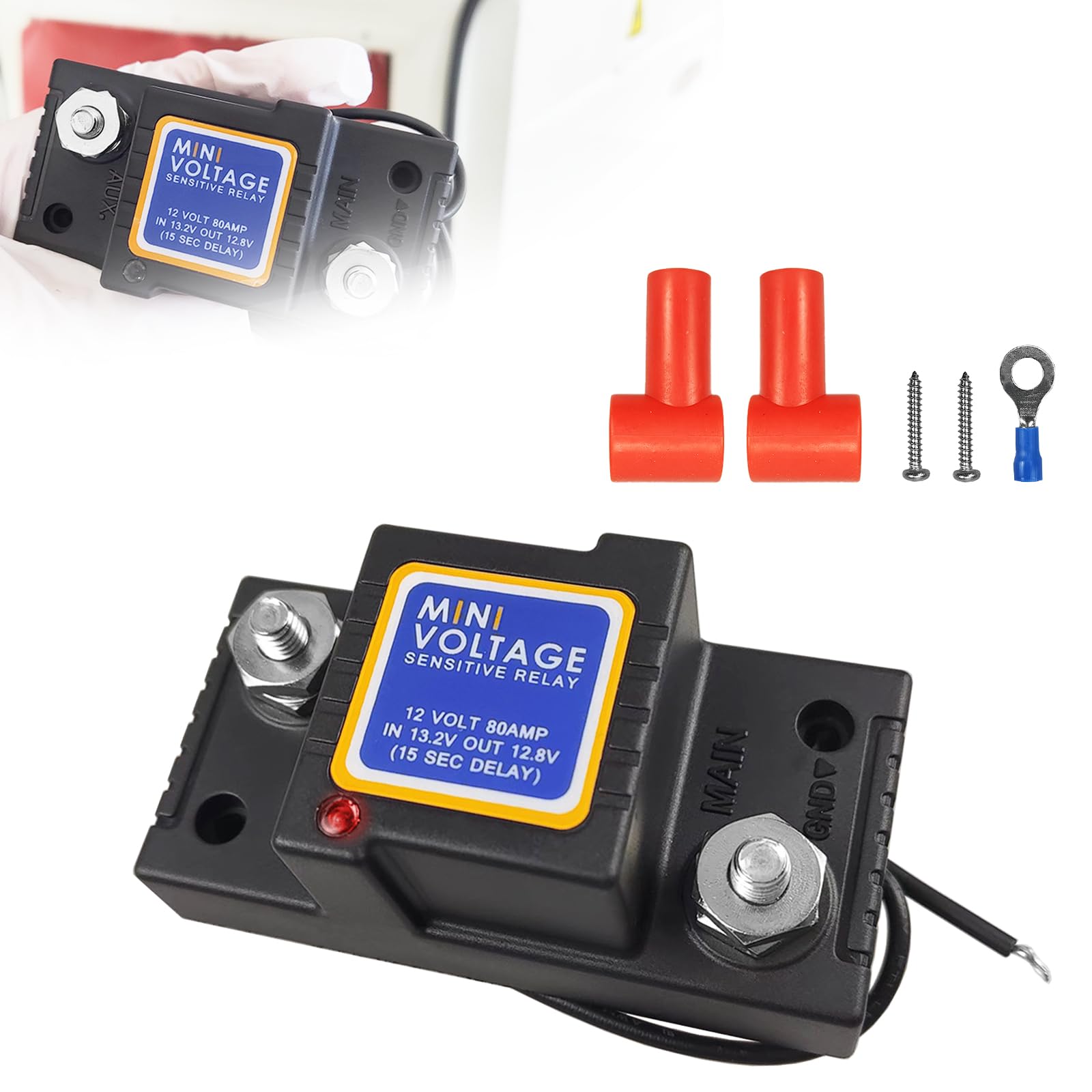 Dual Battery Isolator 12V 80Amp, Voltage Sensitive Relay VSR,Compatible with Polaris, John Deere, All Brand of UTV ATV Motorcycl